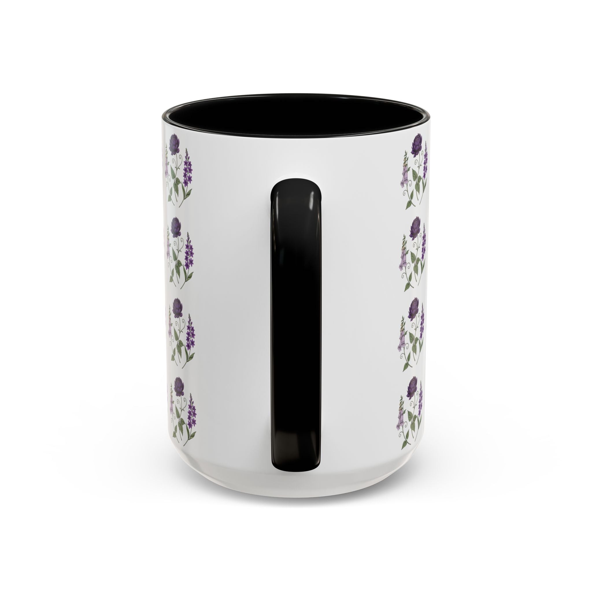 Purple Flowers Coffee Mug — Vintage Floral Cup — 11/15oz