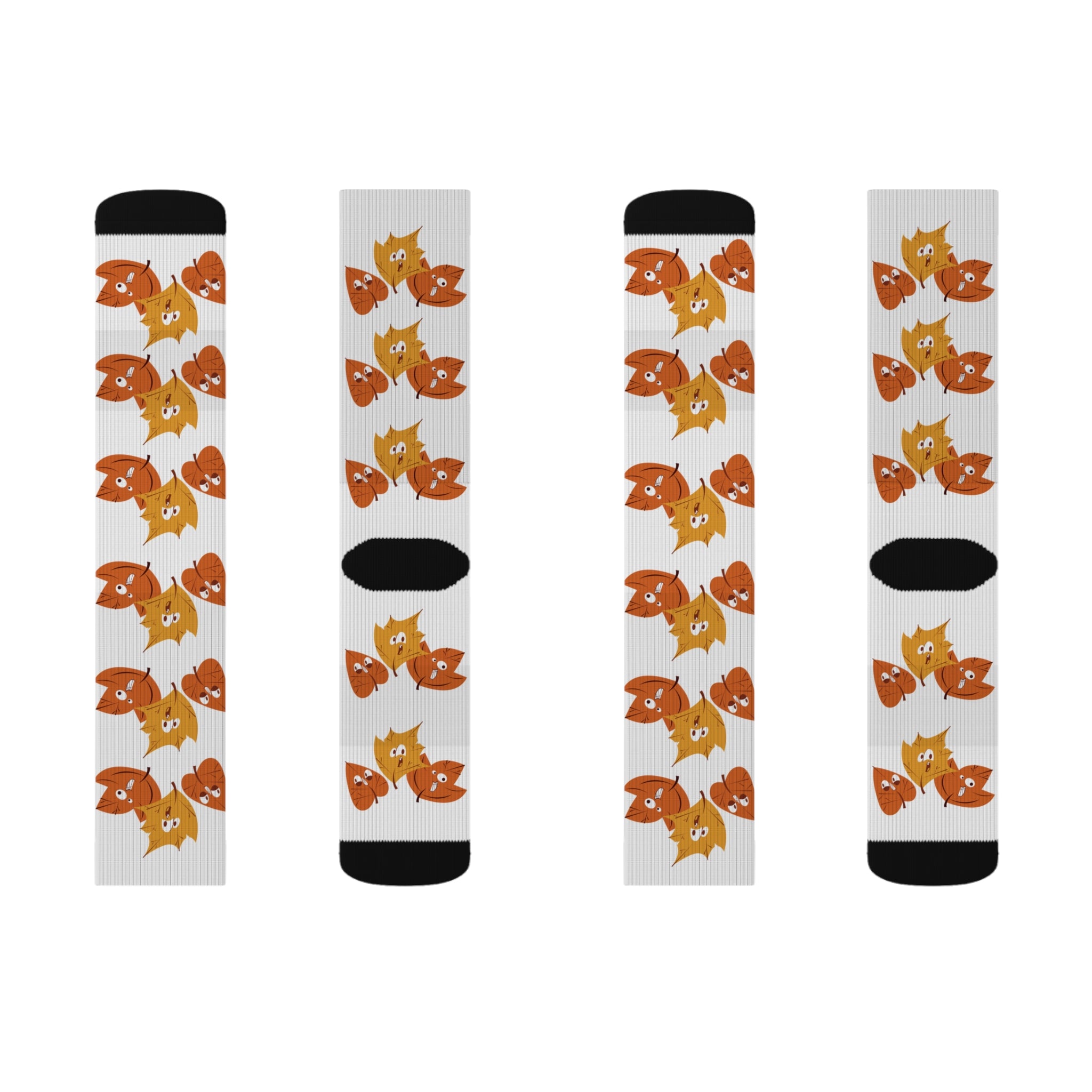 Smiley Autumn Leaves Sublimation Socks