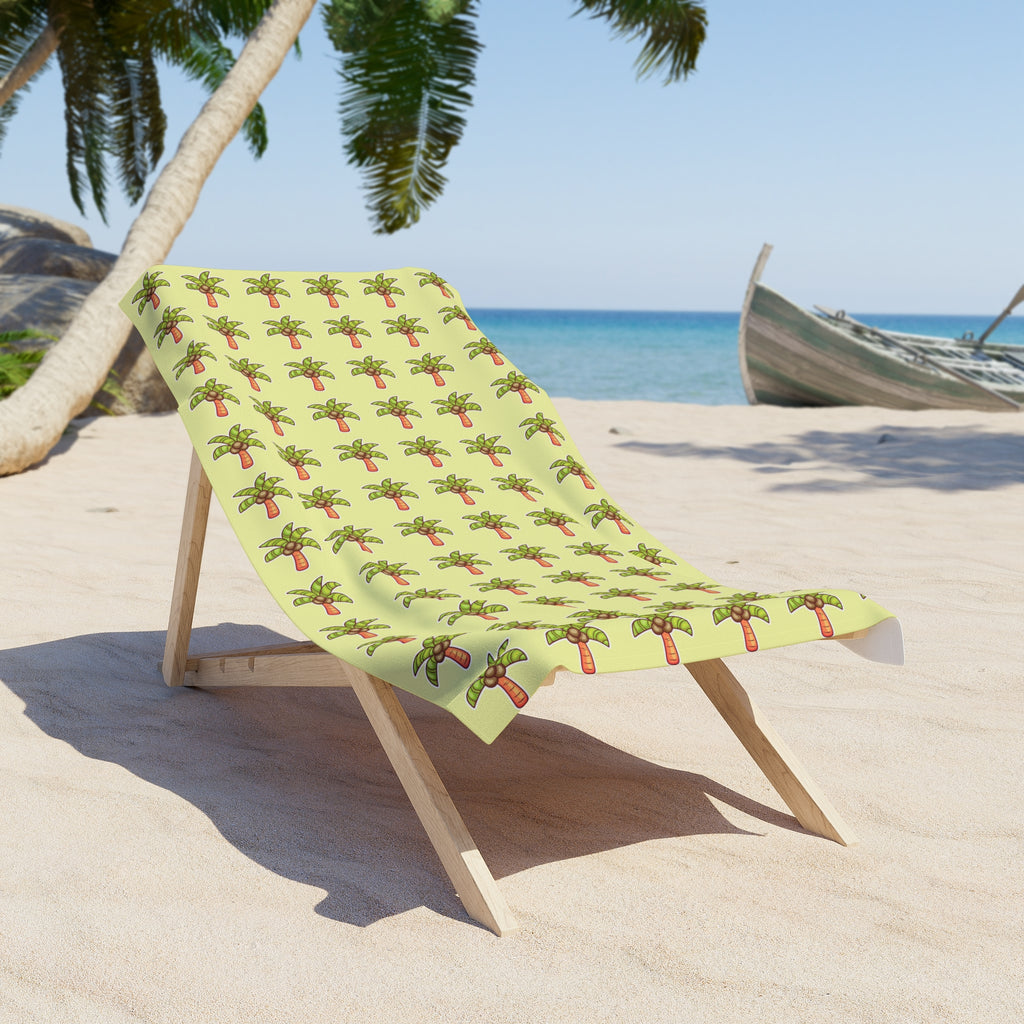 Coconut Palm Pattern Beach Towel — Tropical Summer Pool & Beach Towel - Tropical Yellow