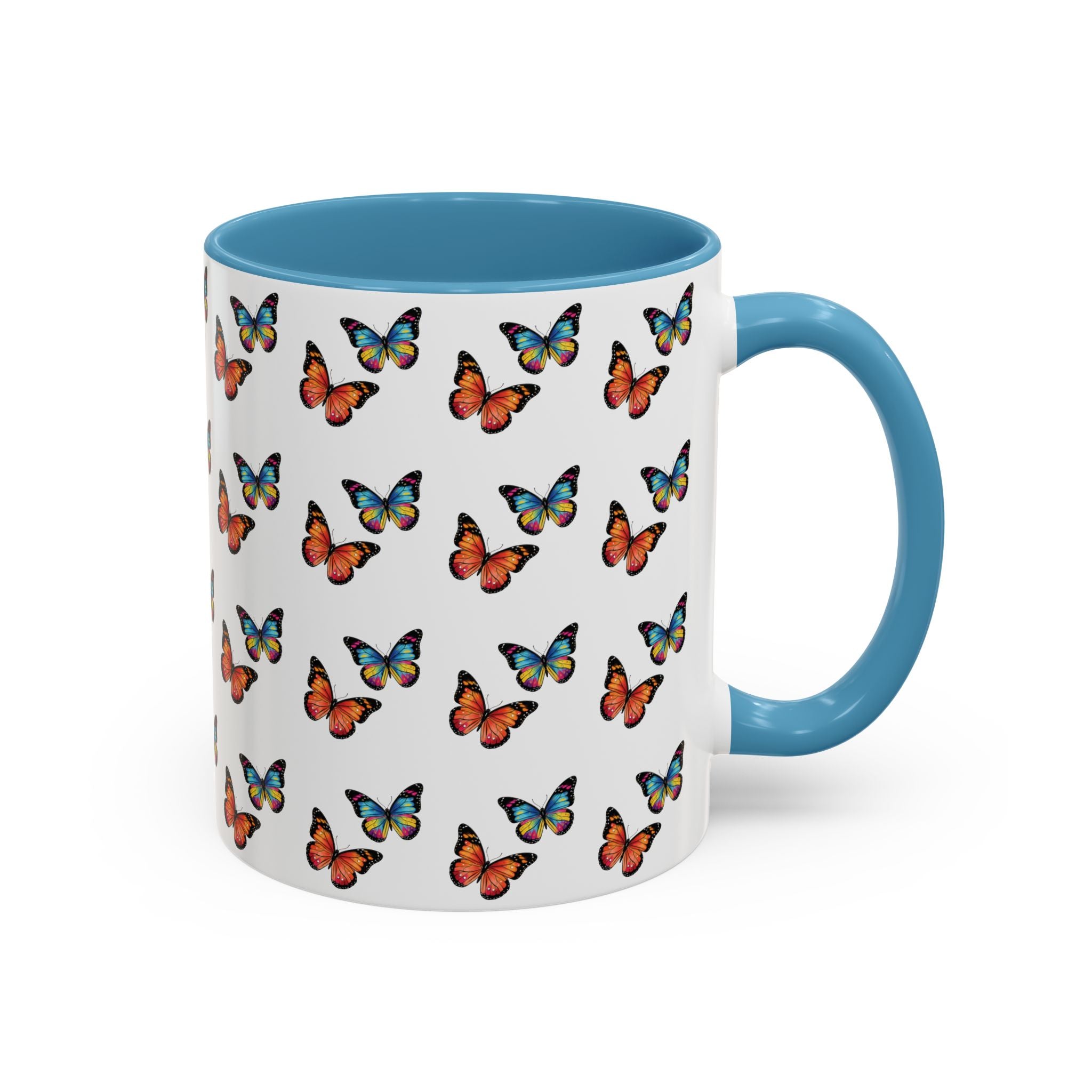 Butterfly Pattern Coffee Mug — Colorful Sunset Butterflies, 11/15oz