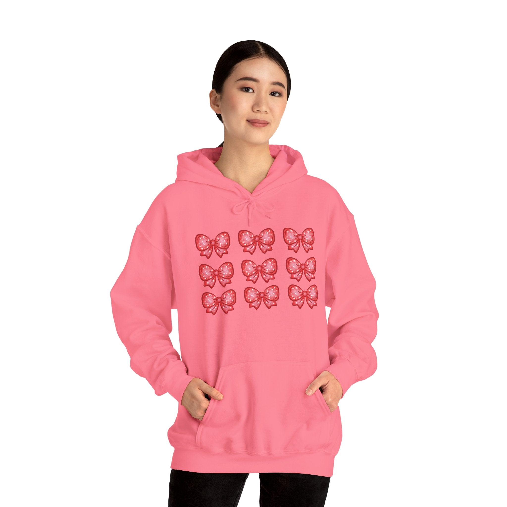 Glittery Red Bow Pattern Hoodie