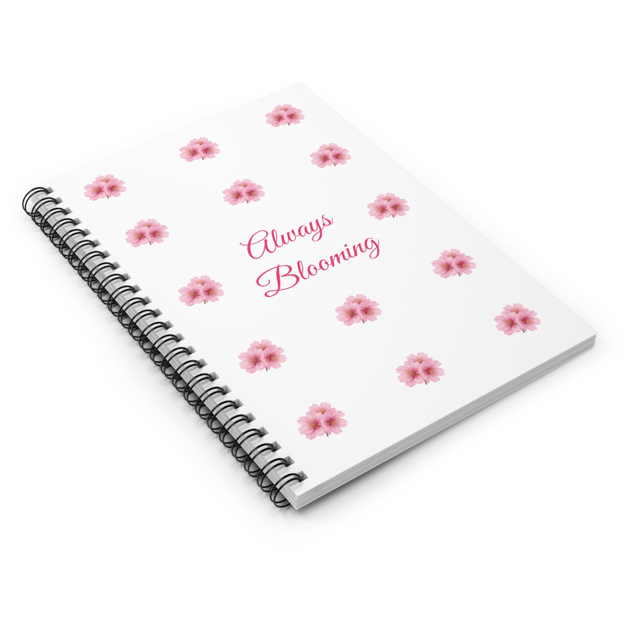Always Blooming Floral Spiral Notebook — Pink Flower Ruled Journal