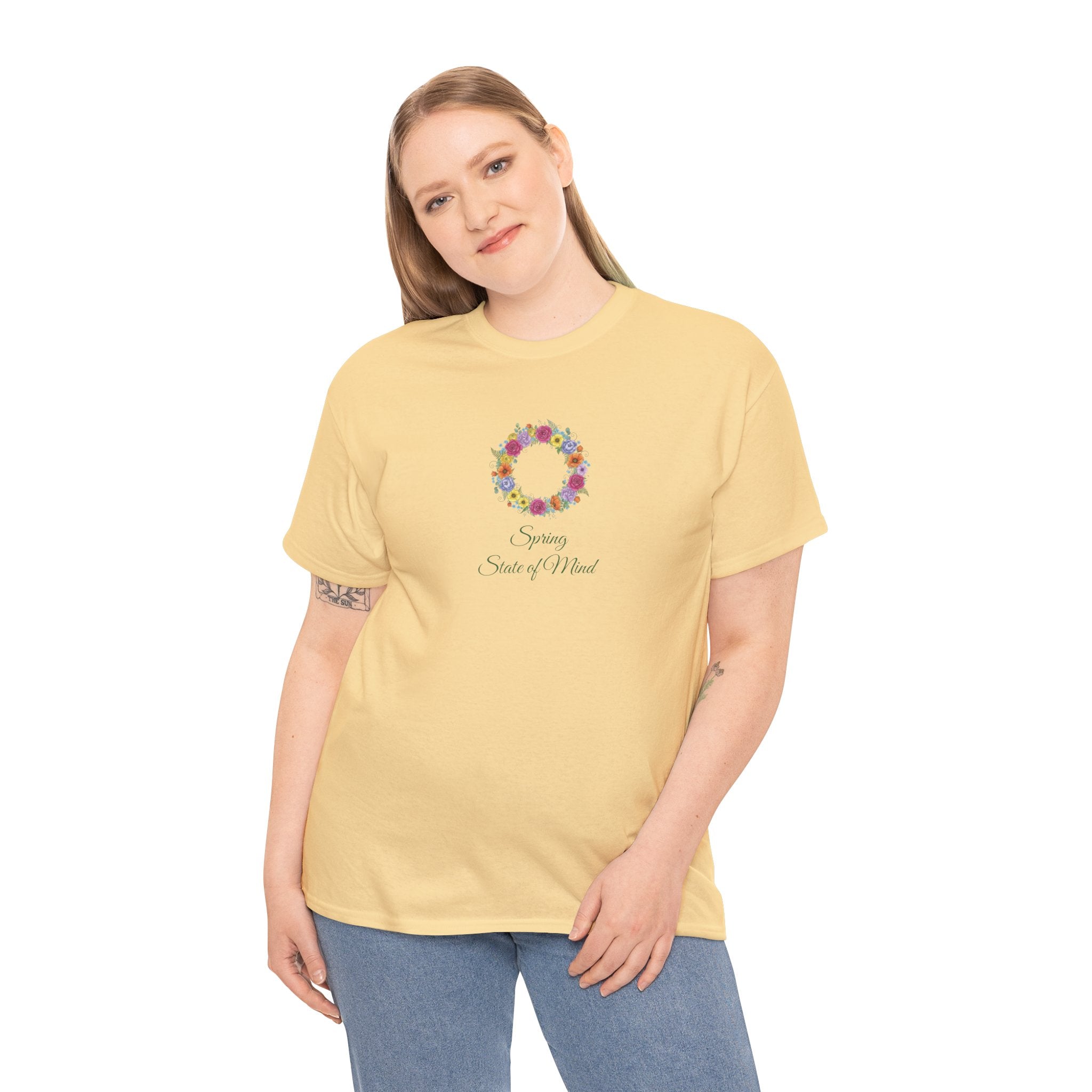 ''Spring State of Mind'' T-Shirt - Floral Wreath Spring Tee
