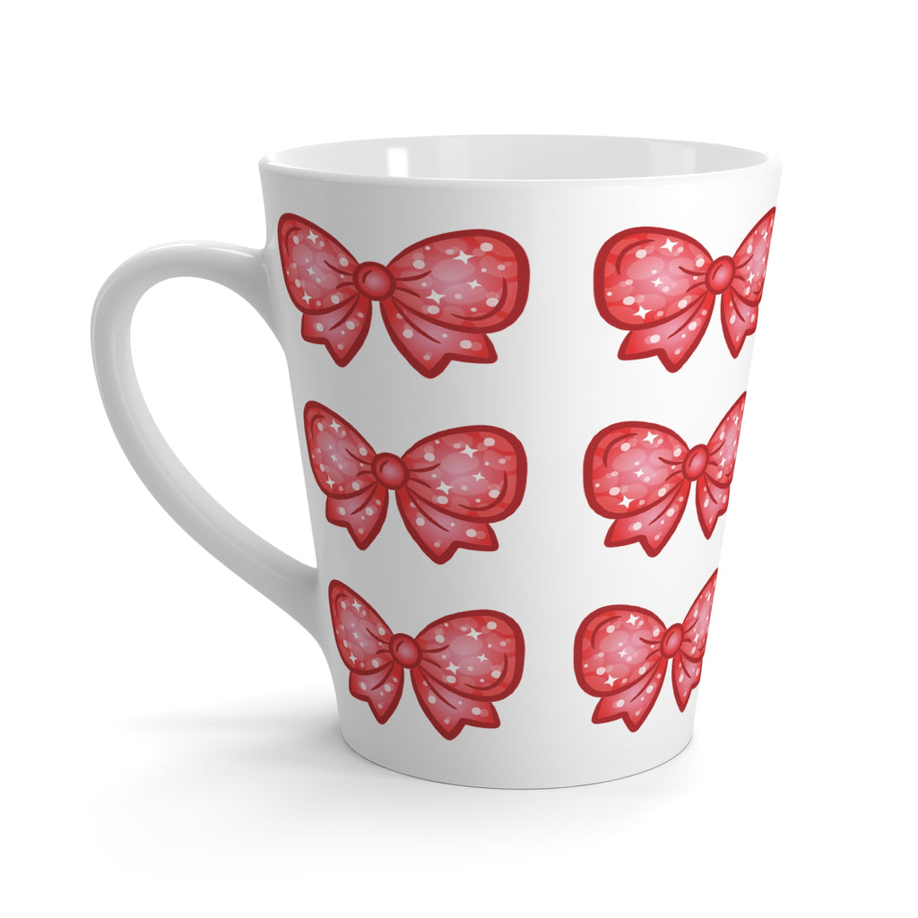 Glittery Red Bow Pattern Latte Mug