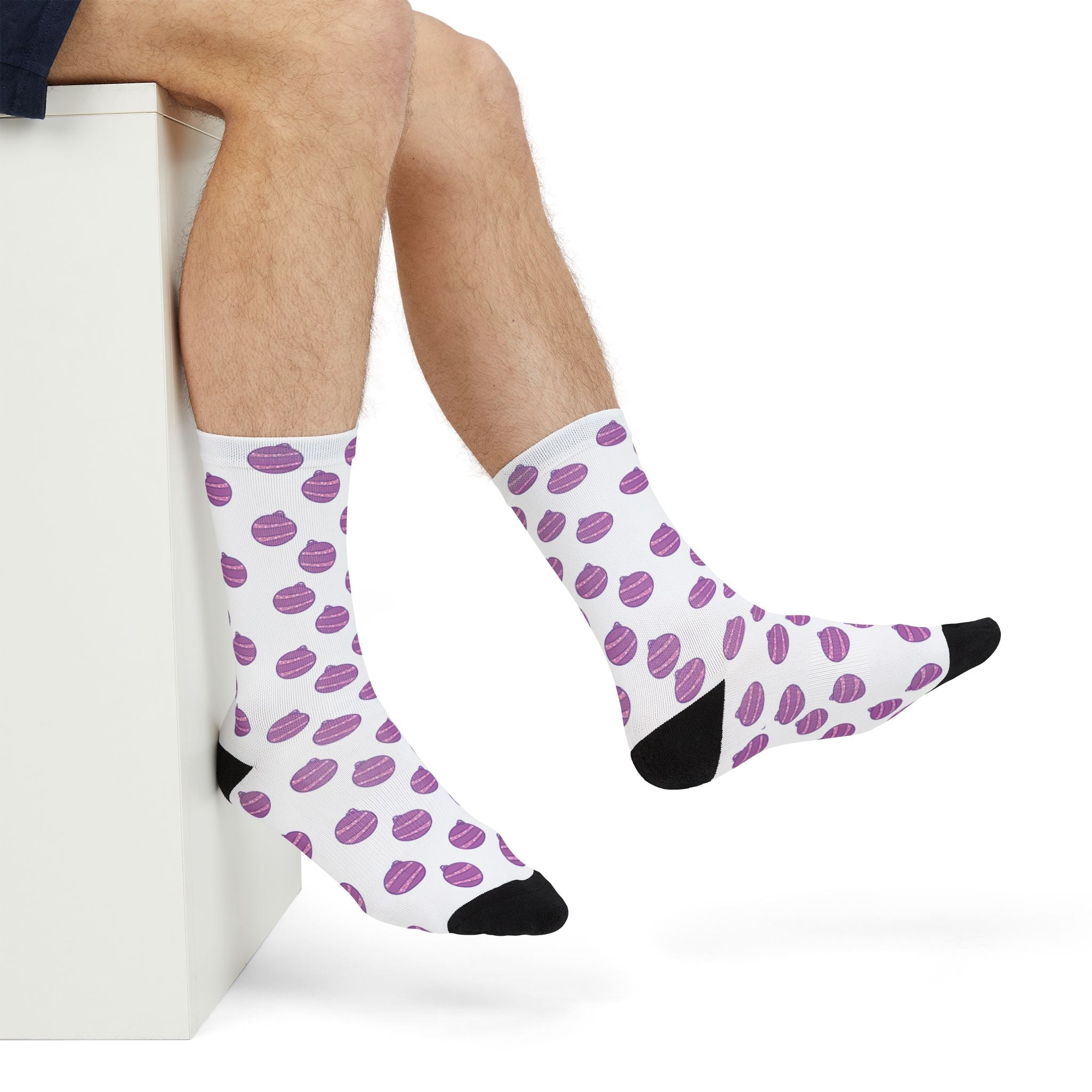 Glittery Purple Ornaments Crew Socks