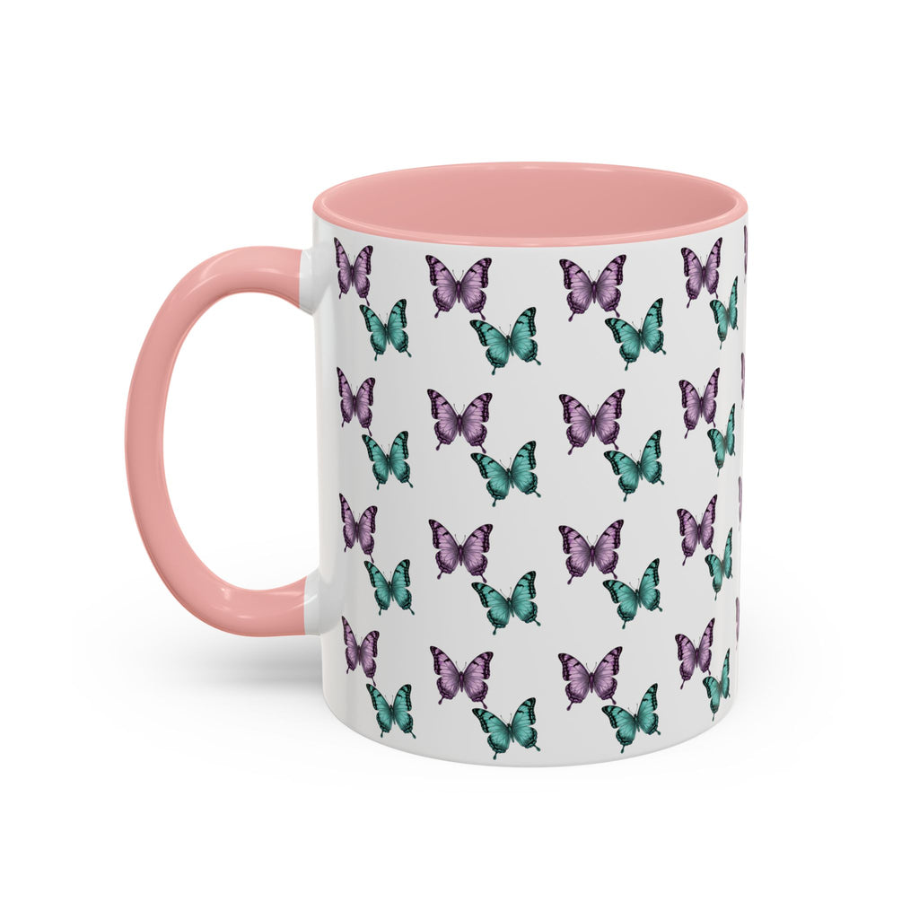 Butterfly Pattern Coffee Mug —  Purple & Turquoise Spring Ceramic Mug (11/15oz)