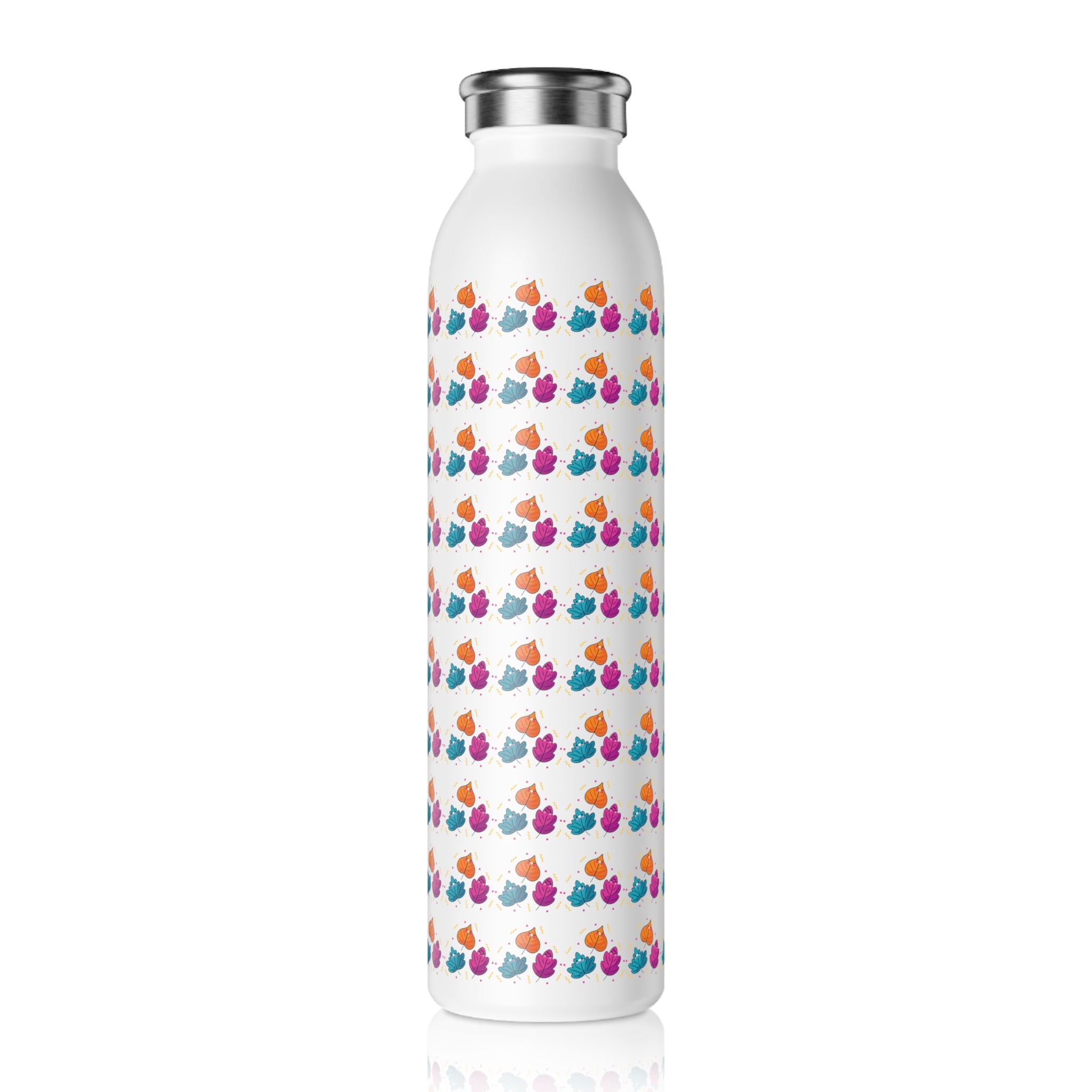 Bright Vibrant Leaves Slim Water Bottle