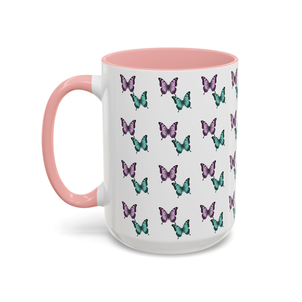 Butterfly Pattern Coffee Mug —  Purple & Turquoise Spring Ceramic Mug (11/15oz)