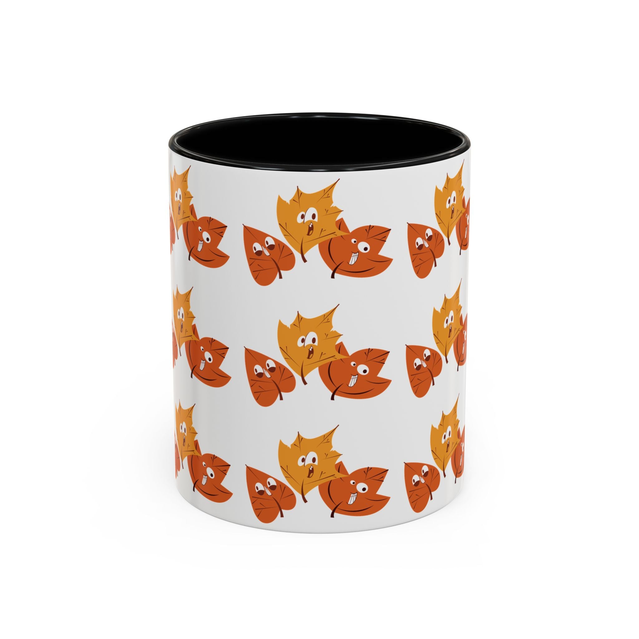 Smiley Autumn Leaves Accent Coffee Mug (11, 15oz)