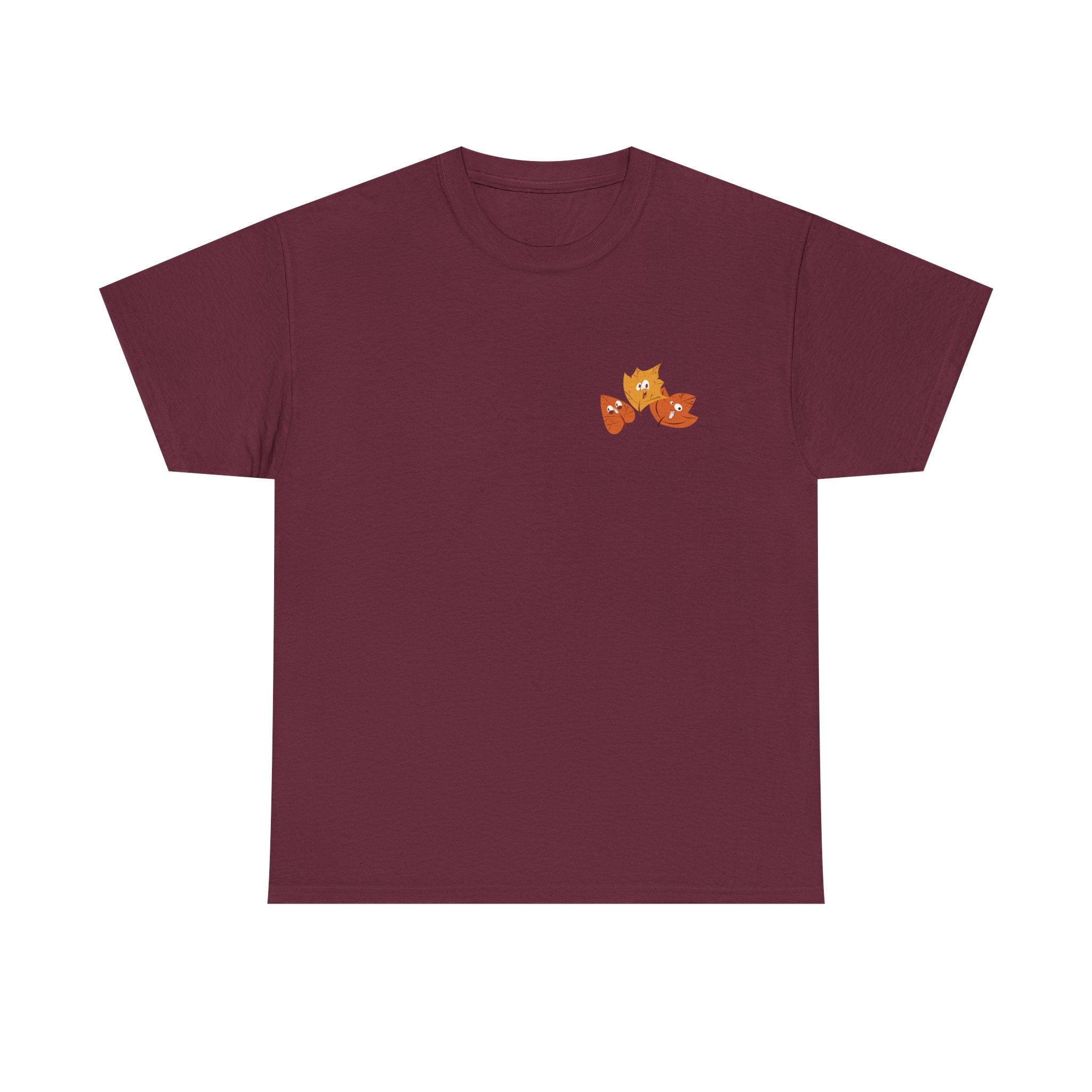 Smiley Autumn Leaves Unisex Heavy Cotton Tee