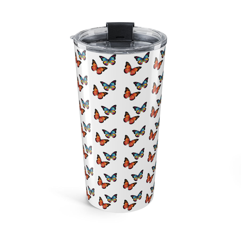 Butterfly Pattern Tumbler - Colorful Sunset Butterflies Insulated Travel Cup