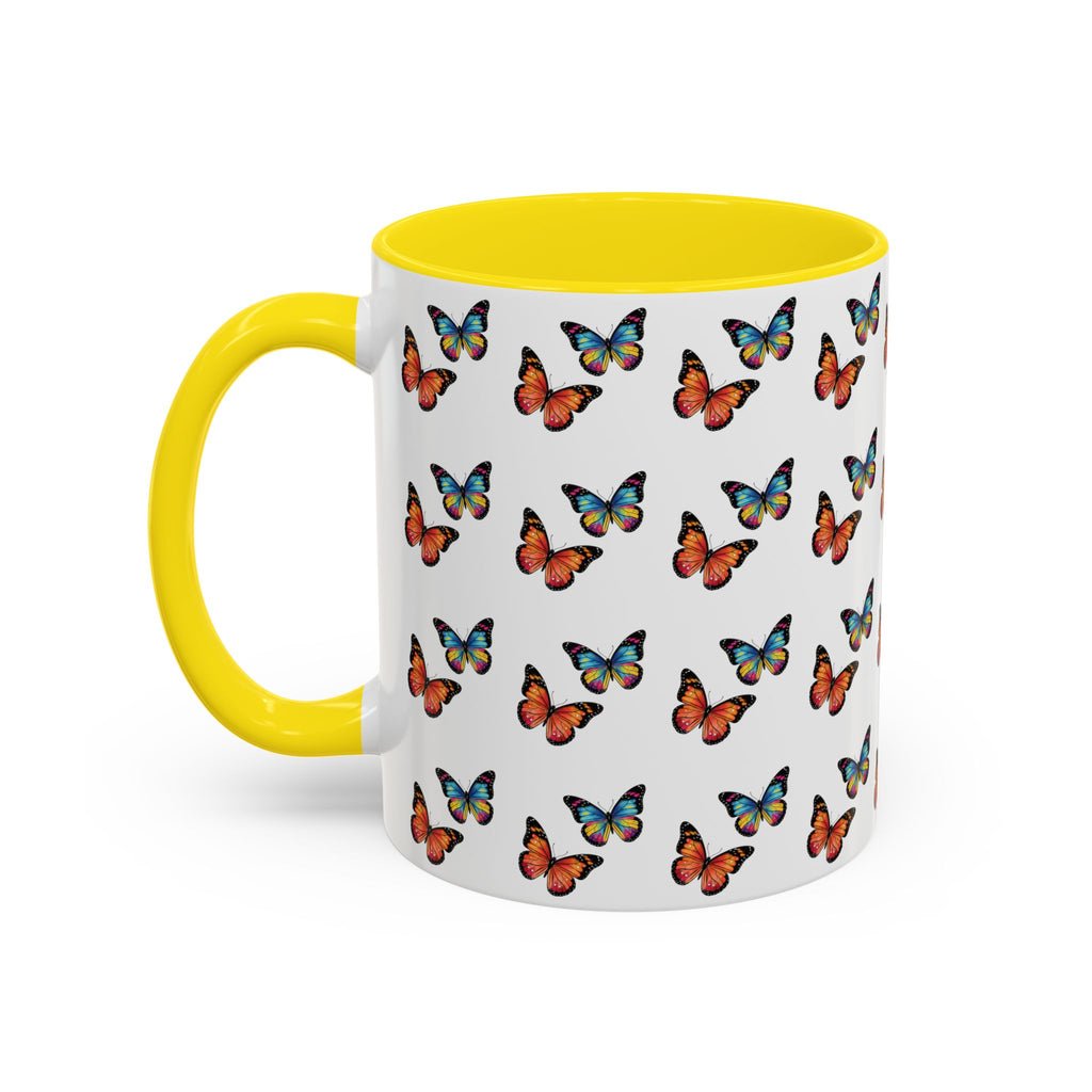 Butterfly Pattern Coffee Mug — Colorful Sunset Butterflies, 11/15oz