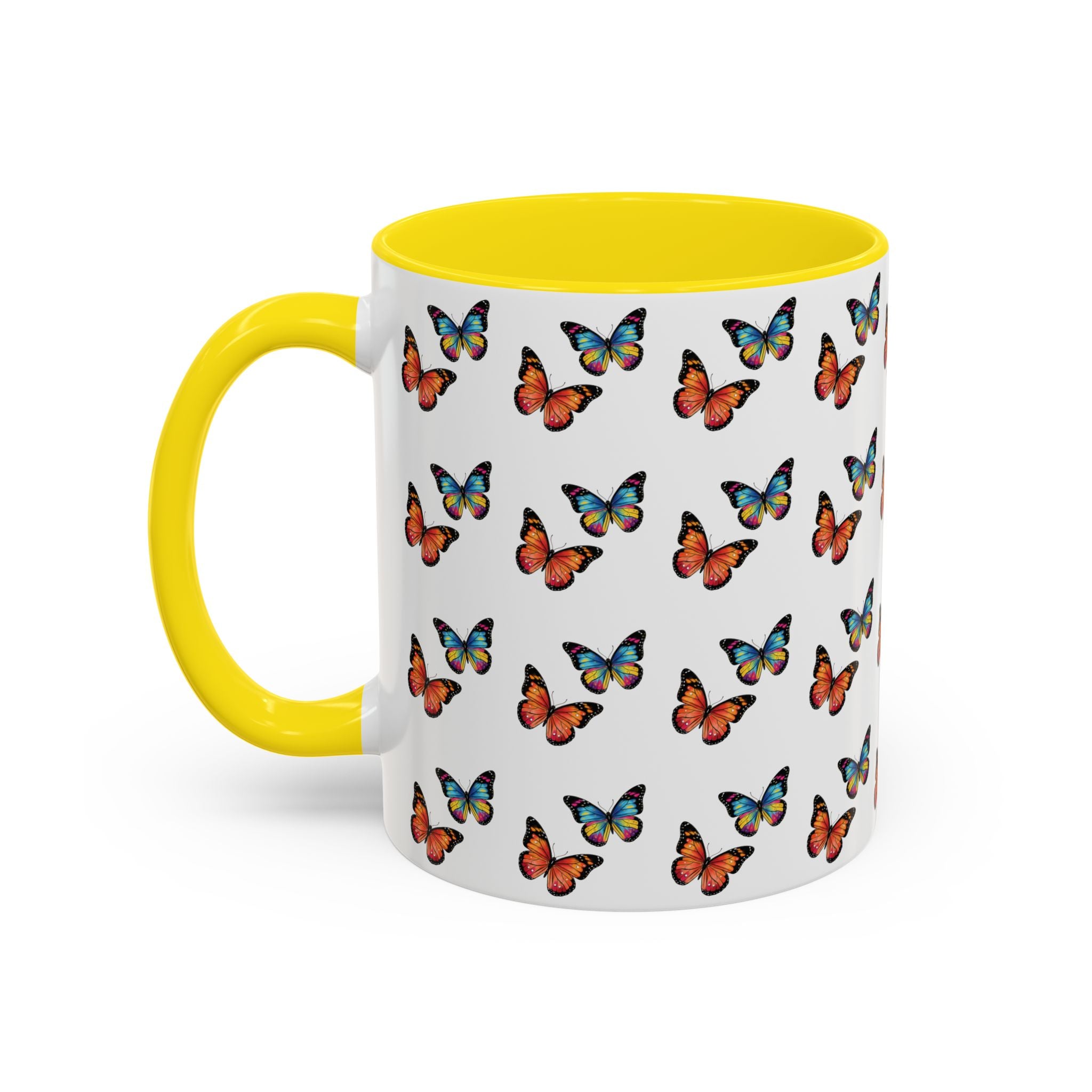 Butterfly Pattern Coffee Mug — Colorful Sunset Butterflies, 11/15oz