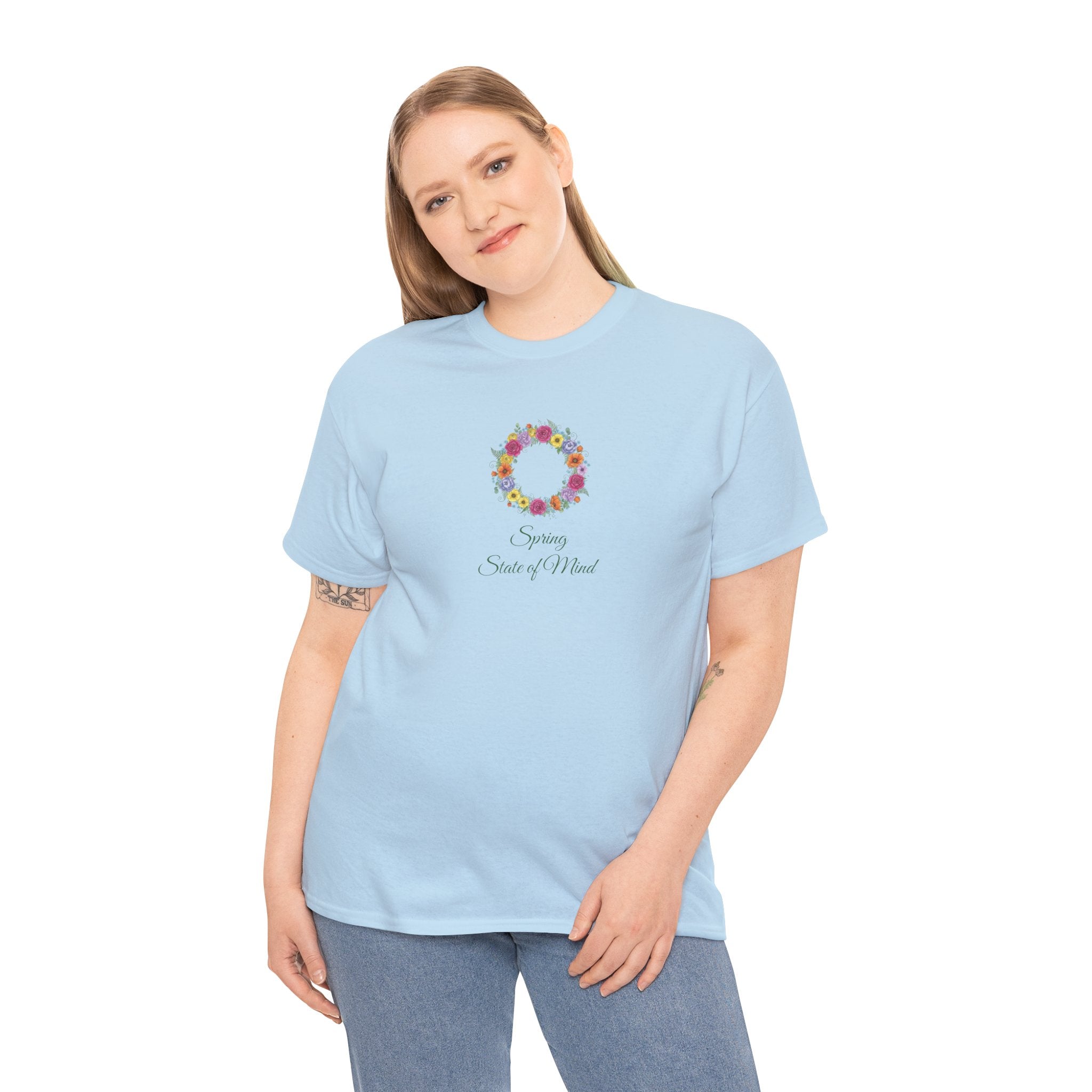 ''Spring State of Mind'' T-Shirt - Floral Wreath Spring Tee