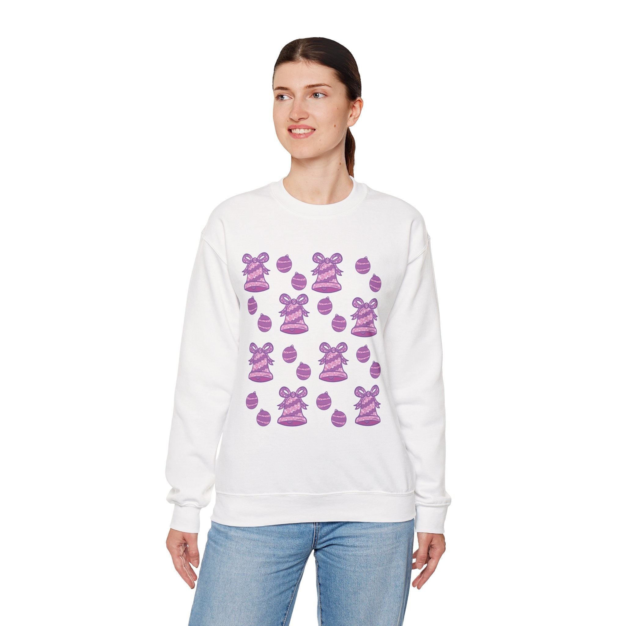 Glittery Purple-Pink Holiday Pattern Crewneck Sweatshirt