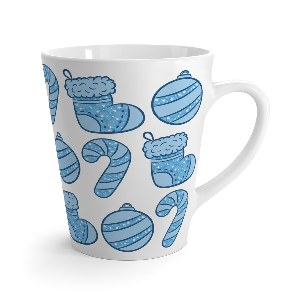 Glittery Blue Holiday Pattern Latte Mug