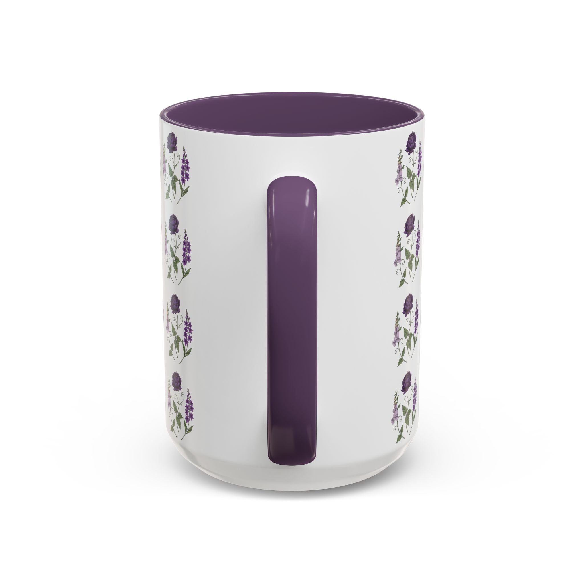 Purple Flowers Coffee Mug — Vintage Floral Cup — 11/15oz
