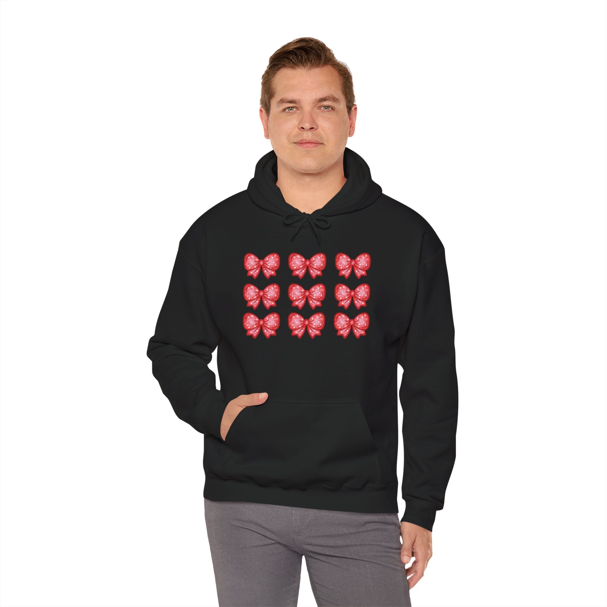 Glittery Red Bow Pattern Hoodie