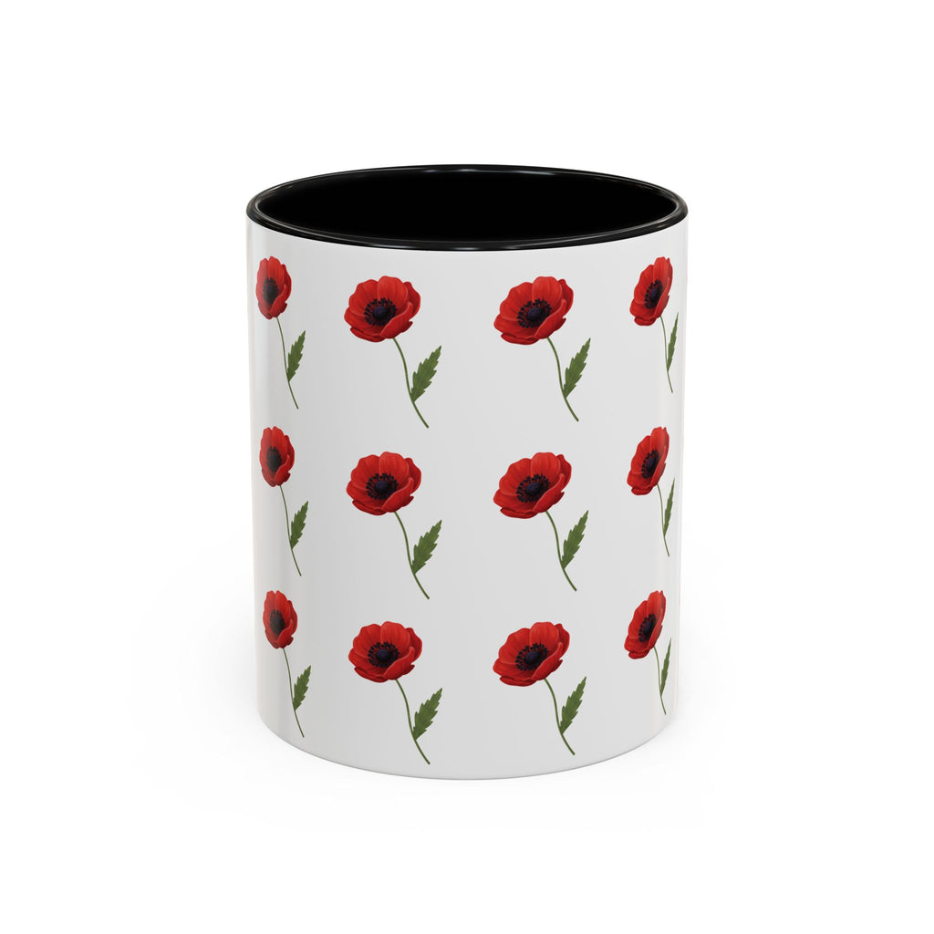Poppy Pattern Coffee Mug — Red Floral Ceramic 11/15oz