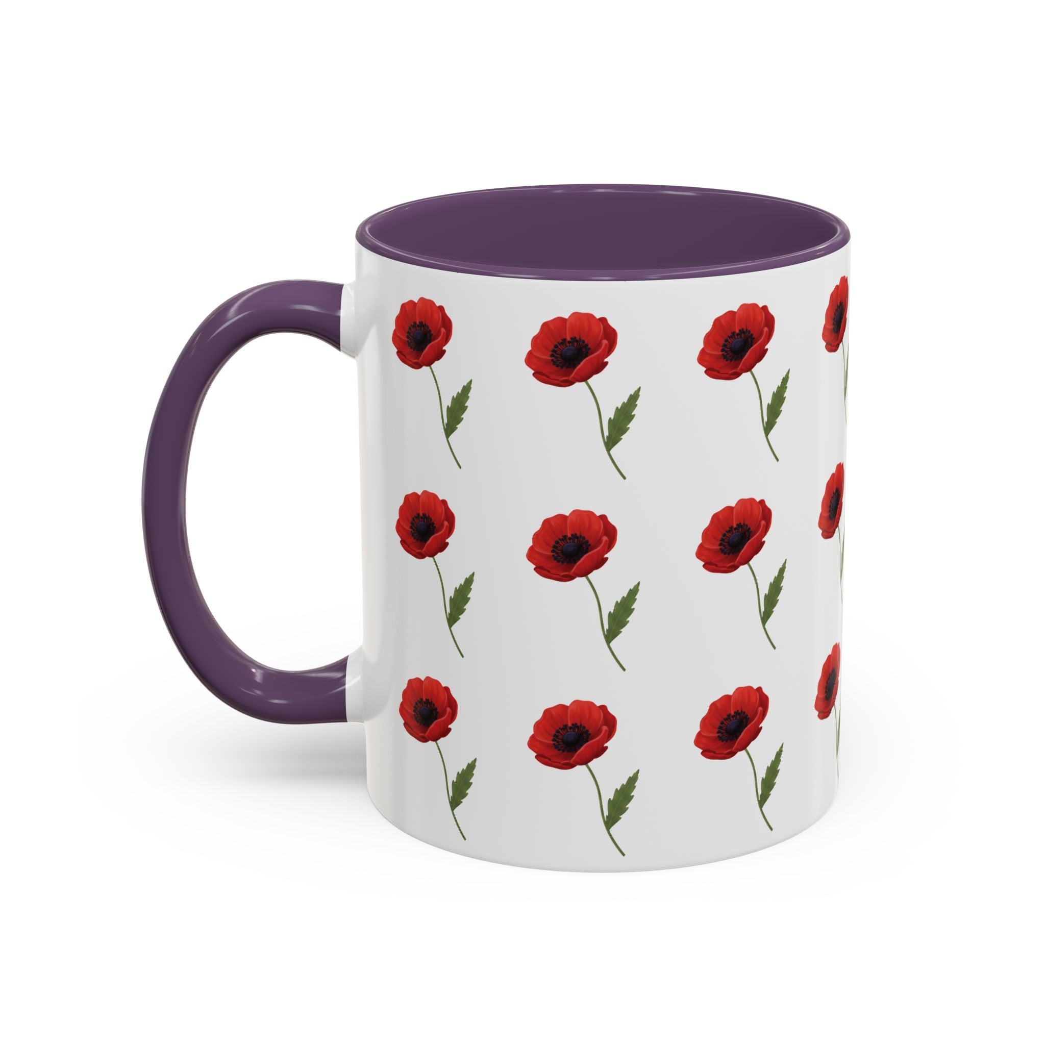 Poppy Pattern Coffee Mug — Red Floral Ceramic 11/15oz