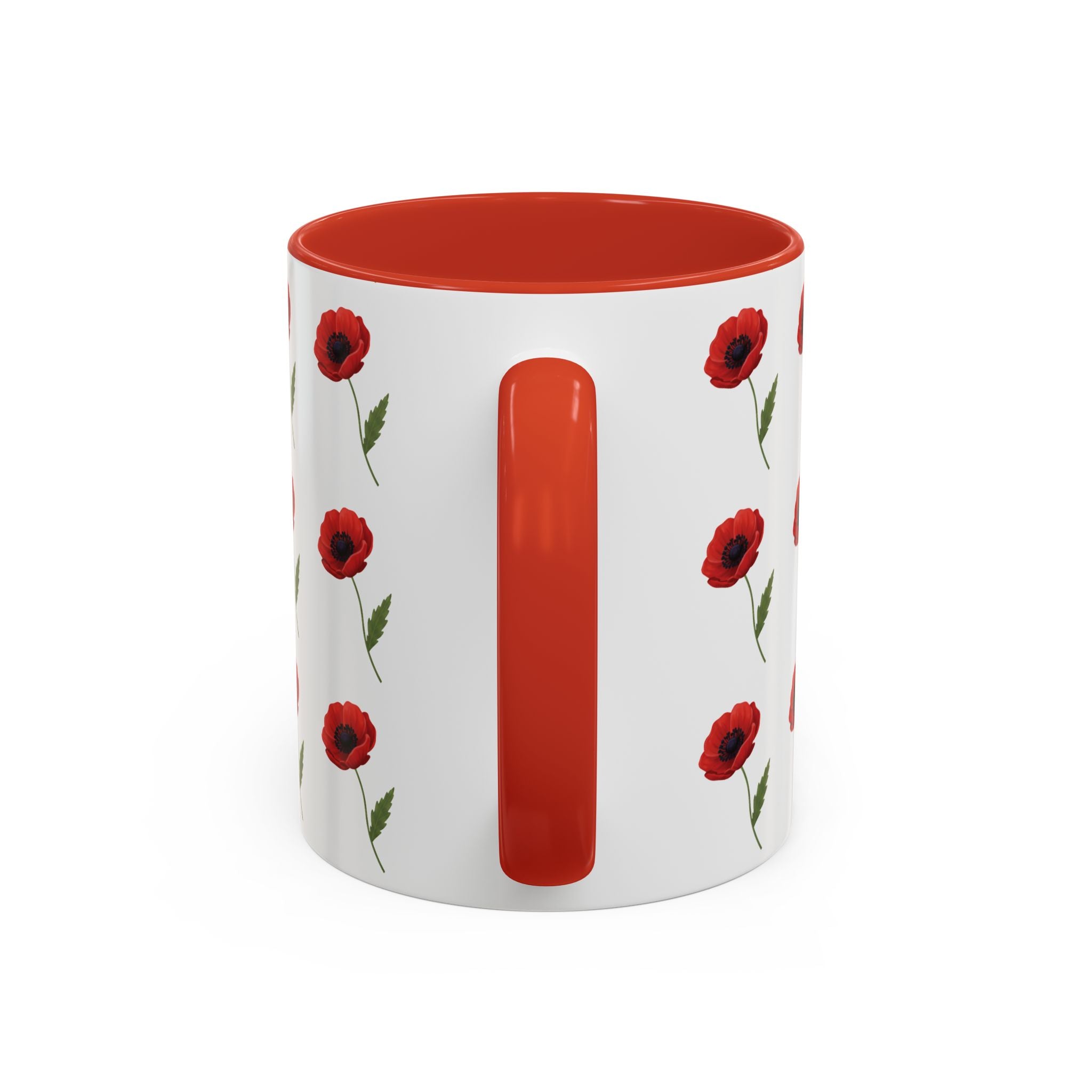 Poppy Pattern Coffee Mug — Red Floral Ceramic 11/15oz