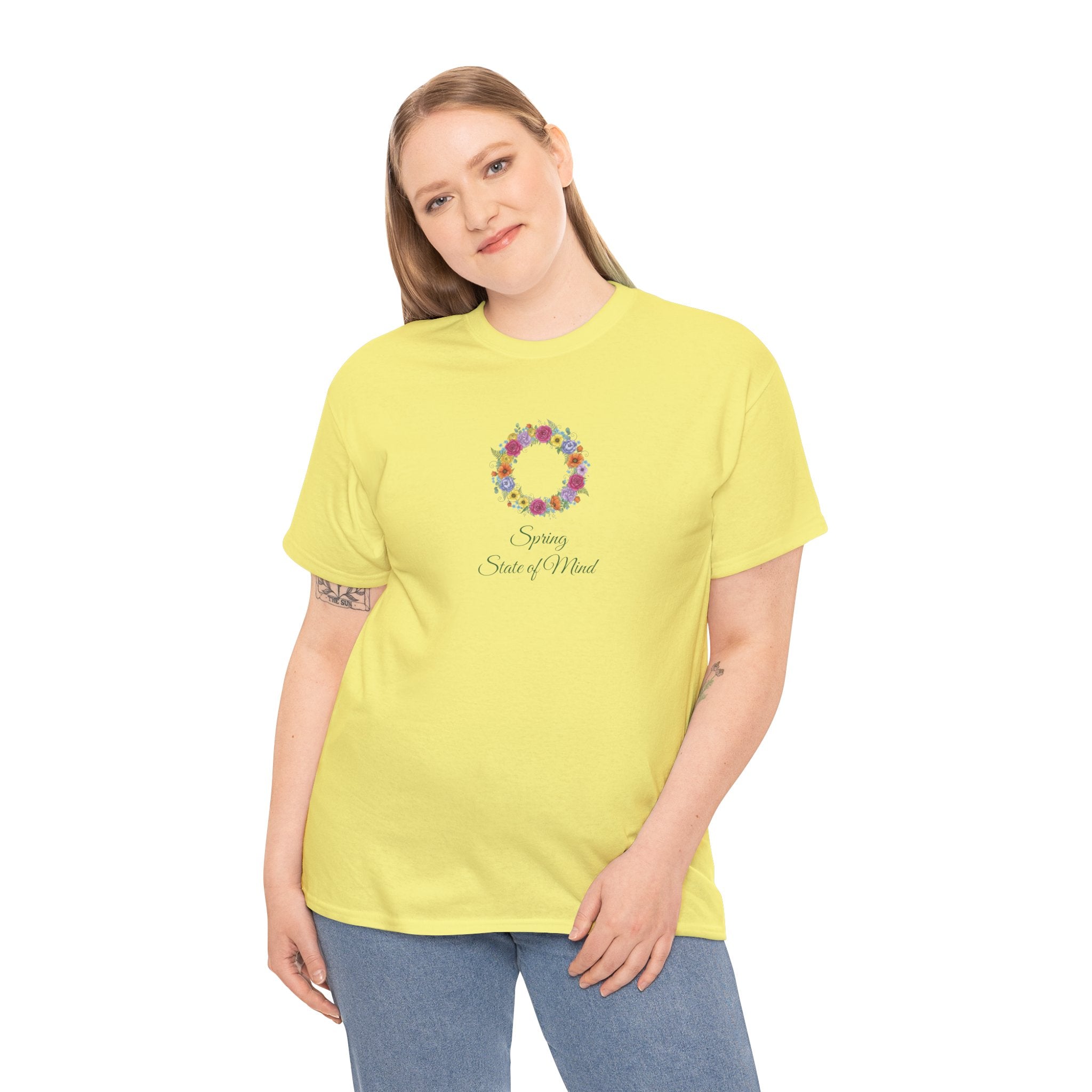 ''Spring State of Mind'' T-Shirt - Floral Wreath Spring Tee