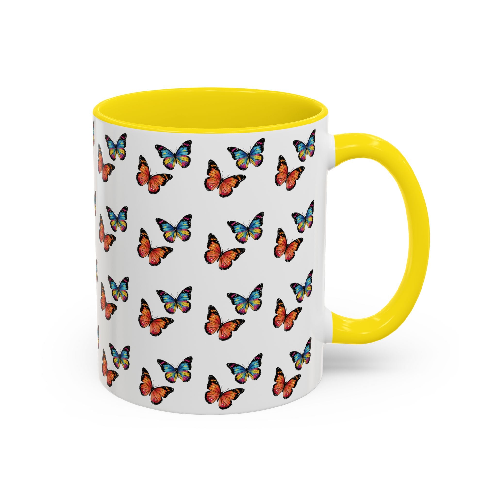 Butterfly Pattern Coffee Mug — Colorful Sunset Butterflies, 11/15oz