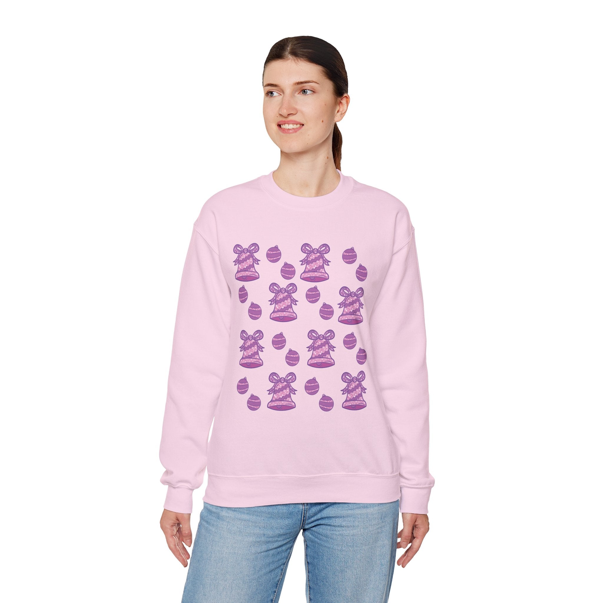 Glittery Purple-Pink Holiday Pattern Crewneck Sweatshirt