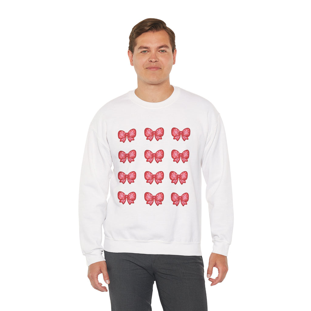 Glittery Red Bow Pattern Crewneck Sweatshirt
