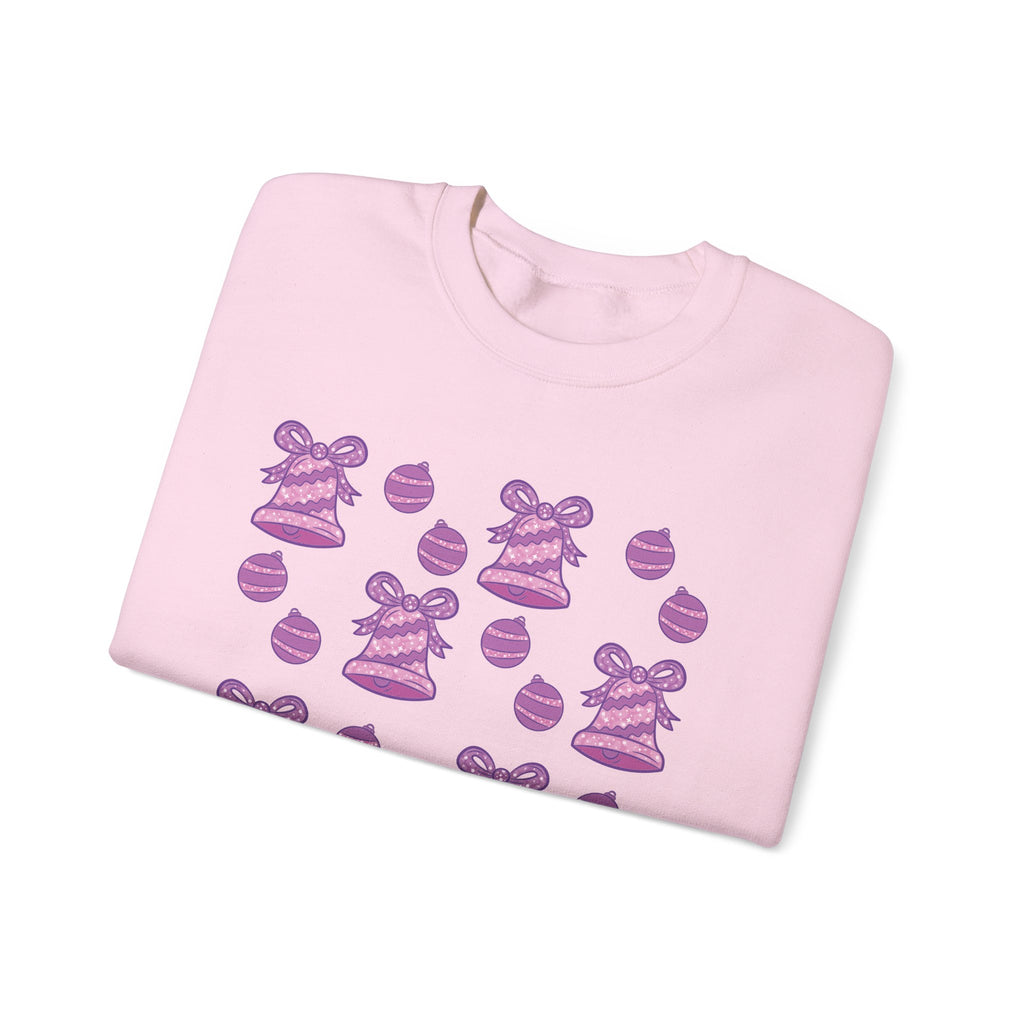Glittery Purple-Pink Holiday Pattern Crewneck Sweatshirt