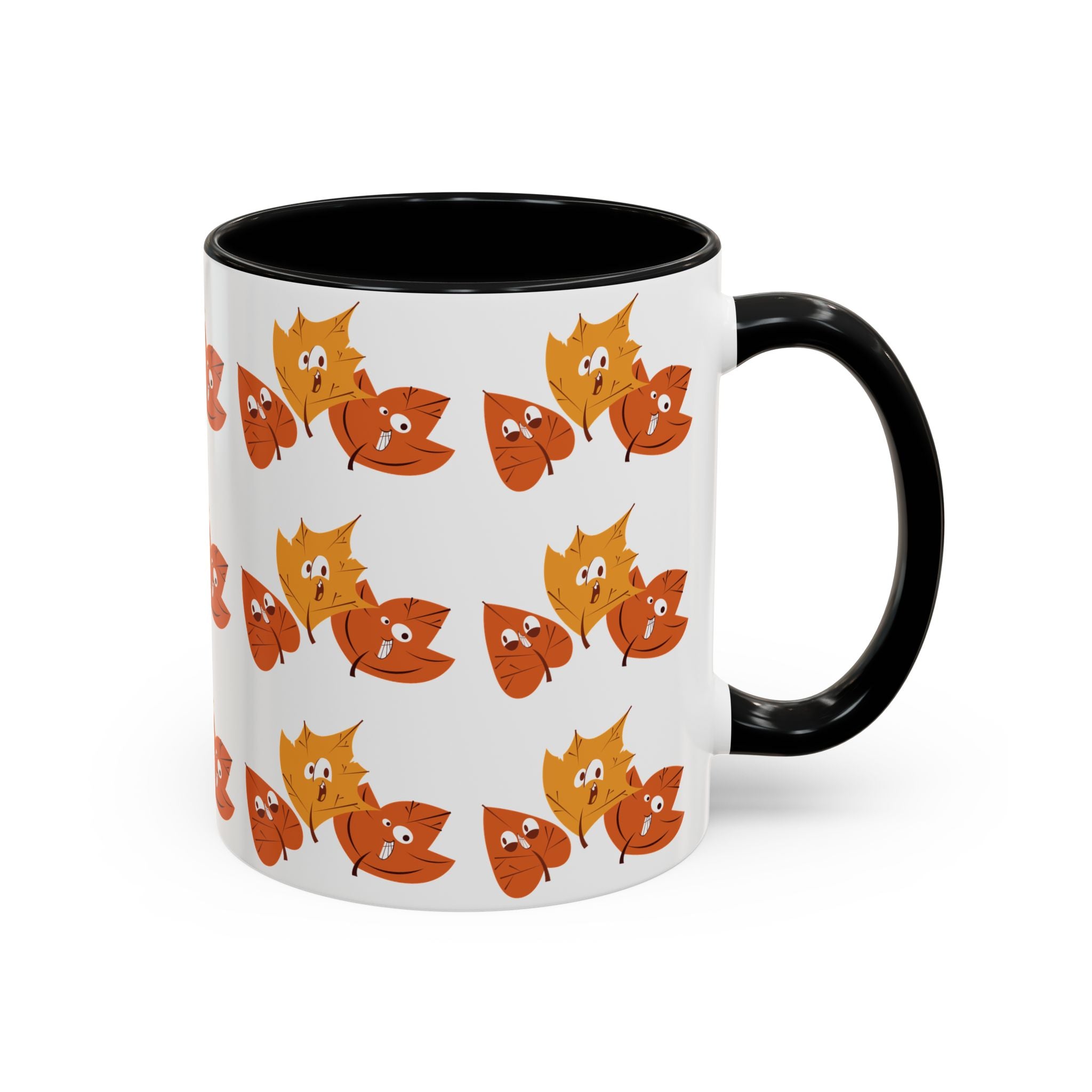Smiley Autumn Leaves Accent Coffee Mug (11, 15oz)