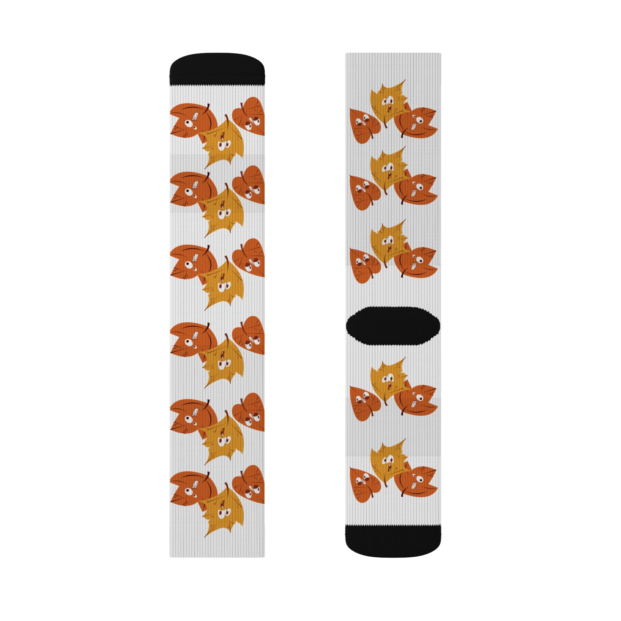 Smiley Autumn Leaves Sublimation Socks