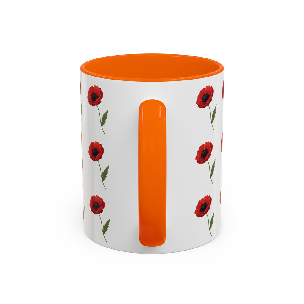 Poppy Pattern Coffee Mug — Red Floral Ceramic 11/15oz