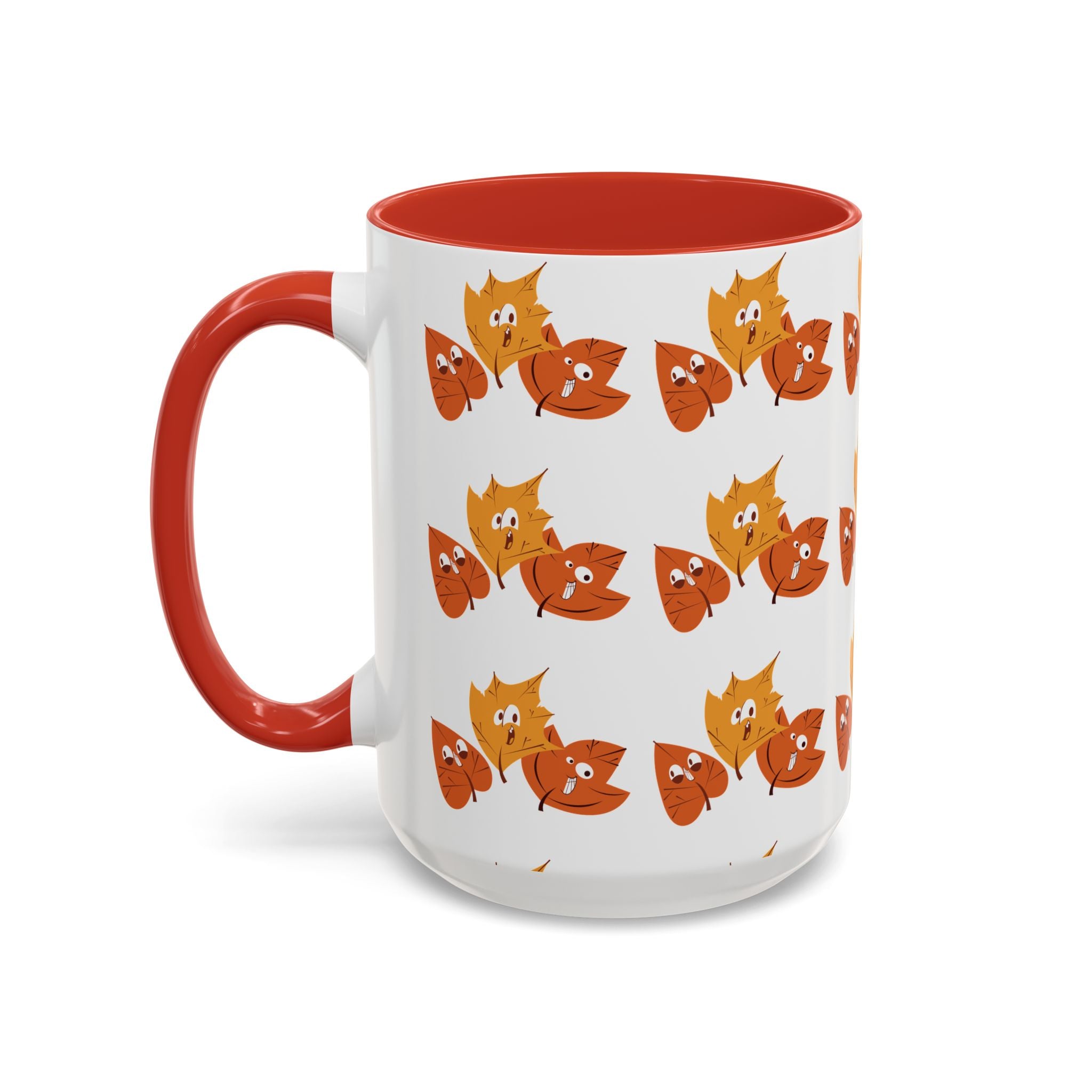 Smiley Autumn Leaves Accent Coffee Mug (11, 15oz)