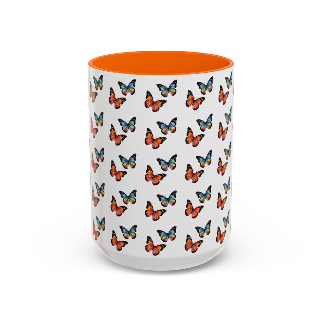 Butterfly Pattern Coffee Mug — Colorful Sunset Butterflies, 11/15oz