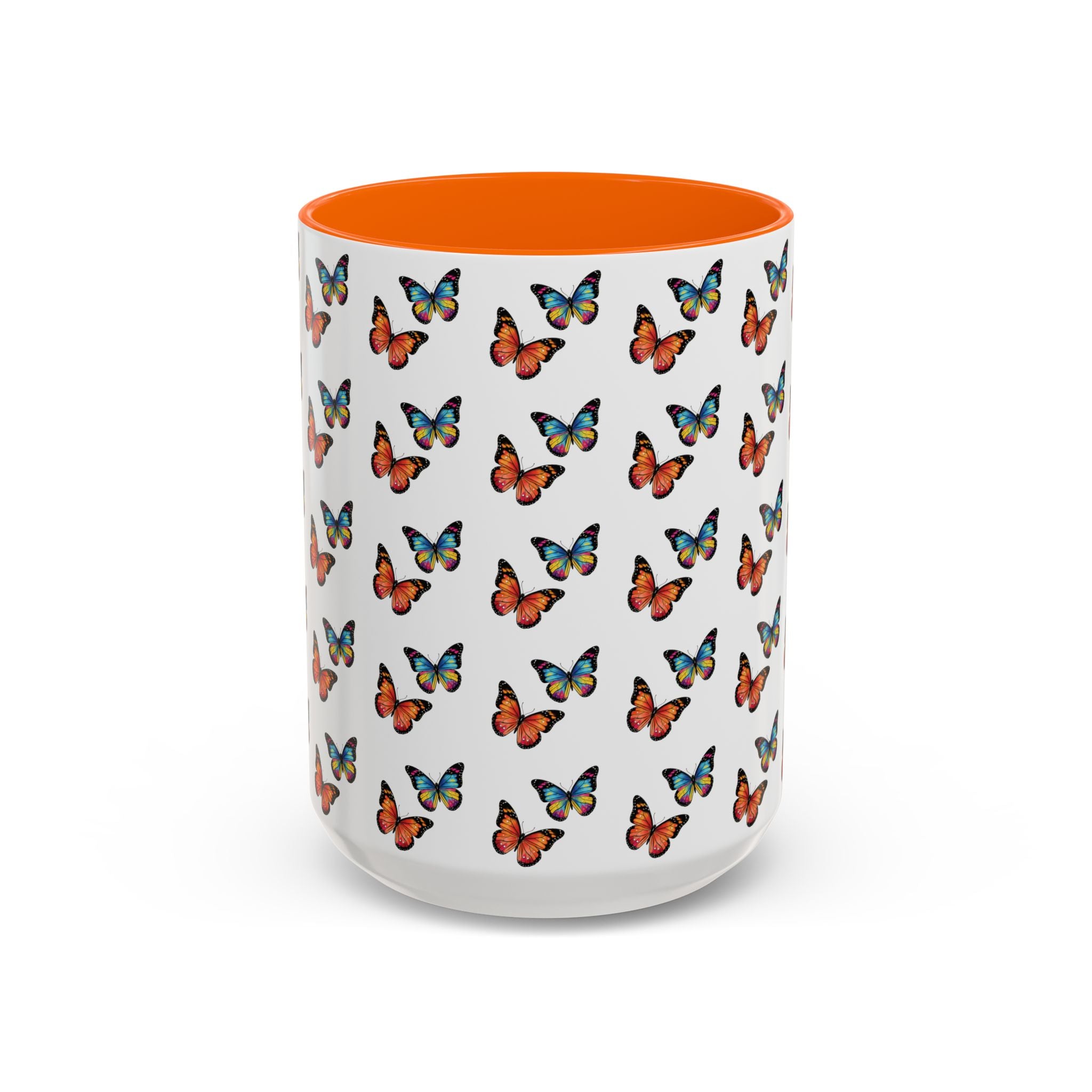 Butterfly Pattern Coffee Mug — Colorful Sunset Butterflies, 11/15oz