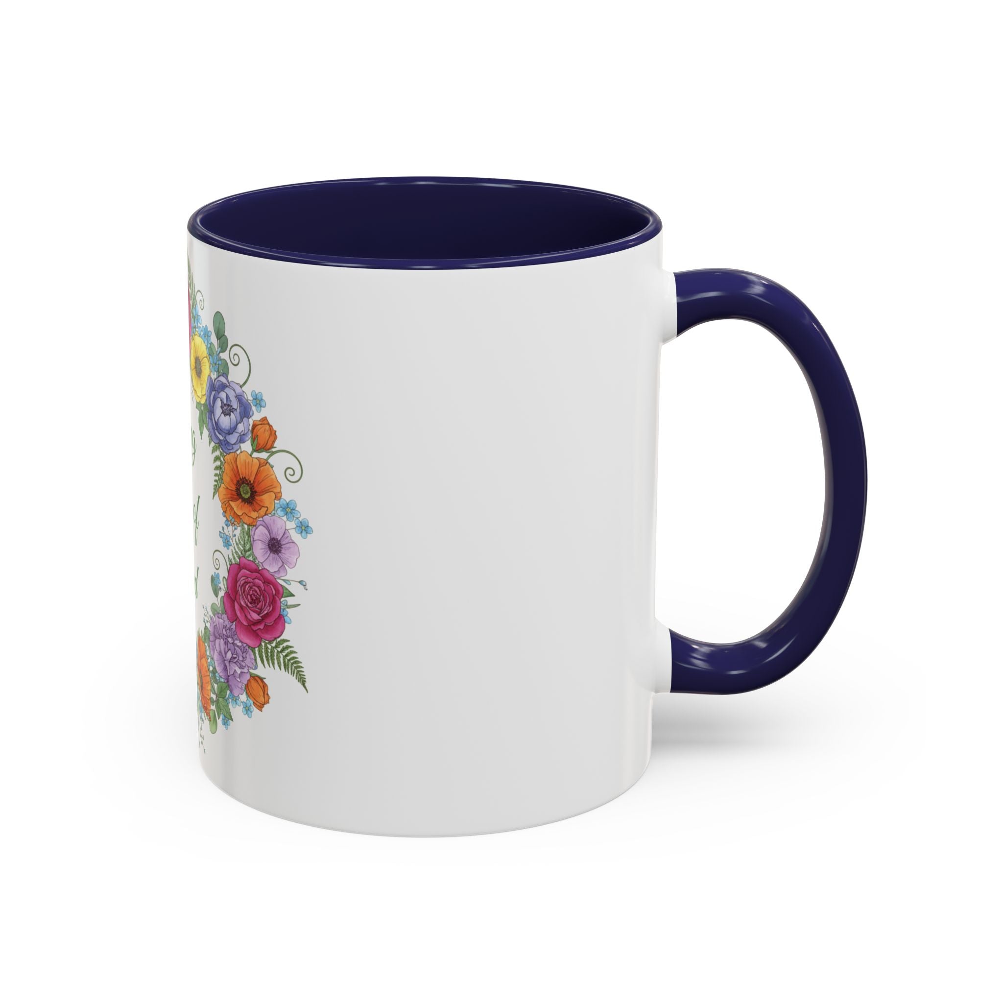 ''Spring State of Mind'' Coffee Mug — Floral Wreath Accent Cup 11/15oz