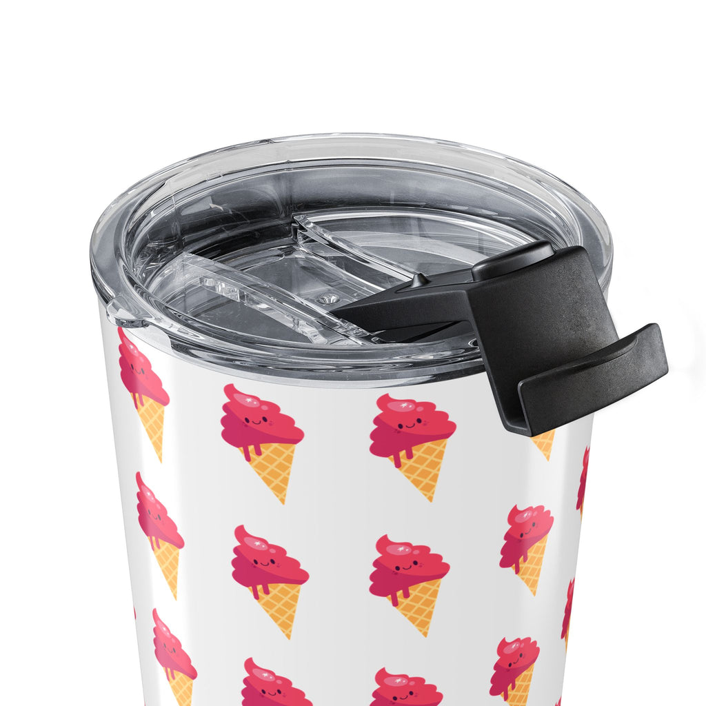 Pink Ice Cream Cone Tumbler – Pink Summer Scoop Pattern Stainless Travel Cup - Clean Background