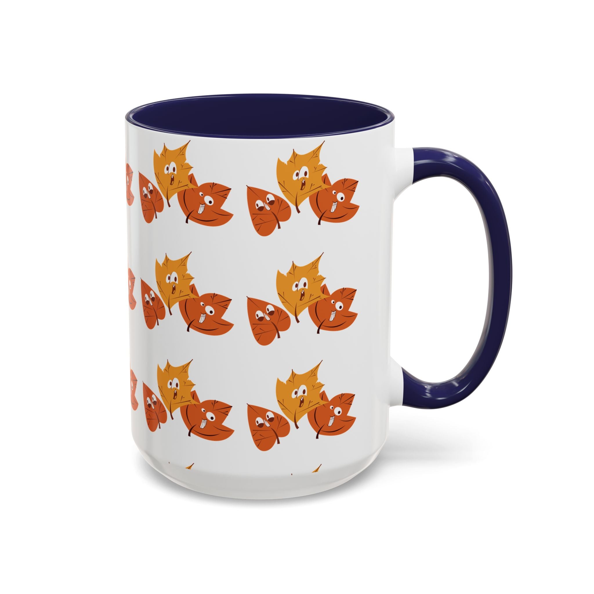 Smiley Autumn Leaves Accent Coffee Mug (11, 15oz)