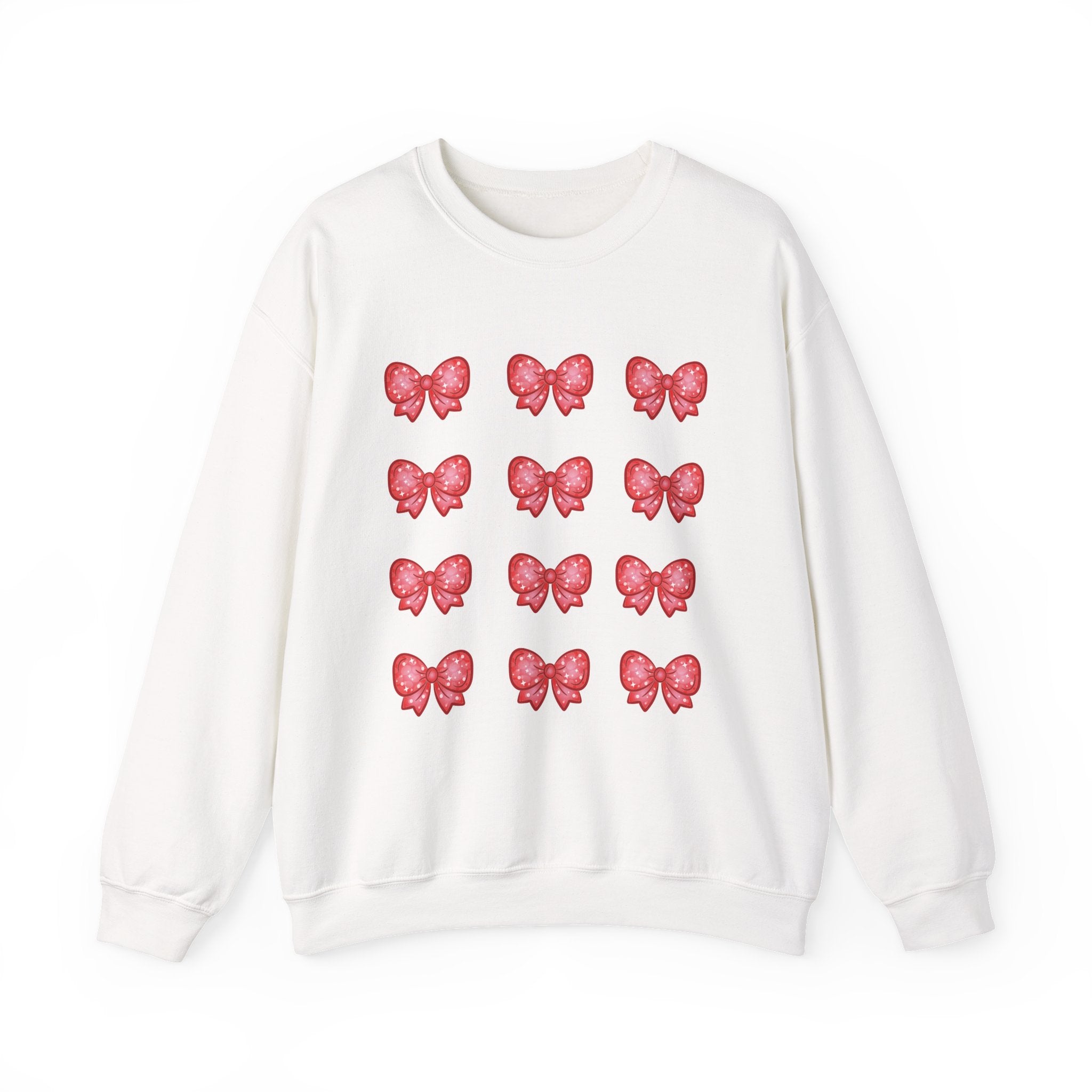 Glittery Red Bow Pattern Crewneck Sweatshirt