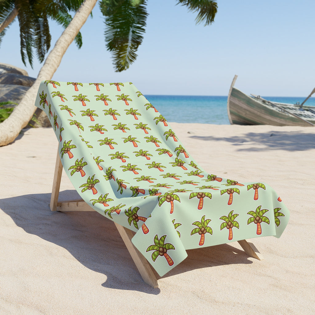 Coconut Palm Pattern Beach Towel — Tropical Summer Pool & Beach Towel - Mint