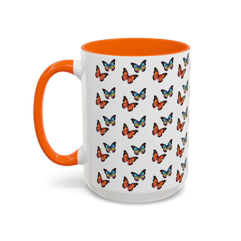 Butterfly Pattern Coffee Mug — Colorful Sunset Butterflies, 11/15oz