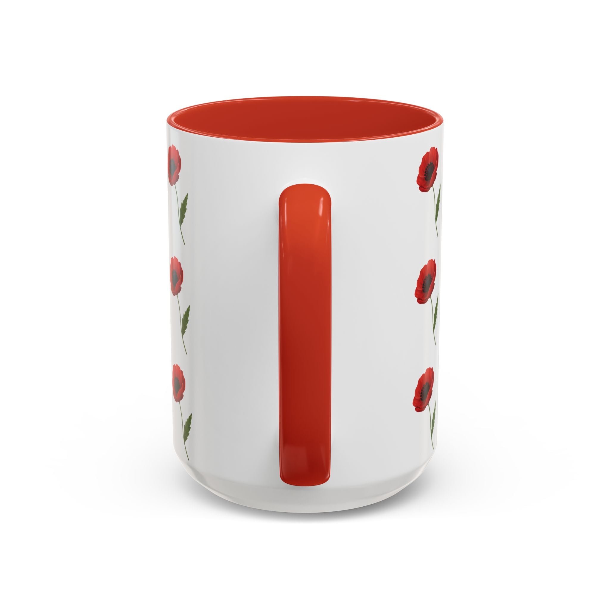 Poppy Pattern Coffee Mug — Red Floral Ceramic 11/15oz