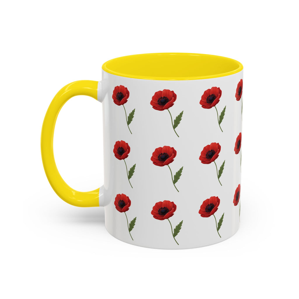 Poppy Pattern Coffee Mug — Red Floral Ceramic 11/15oz