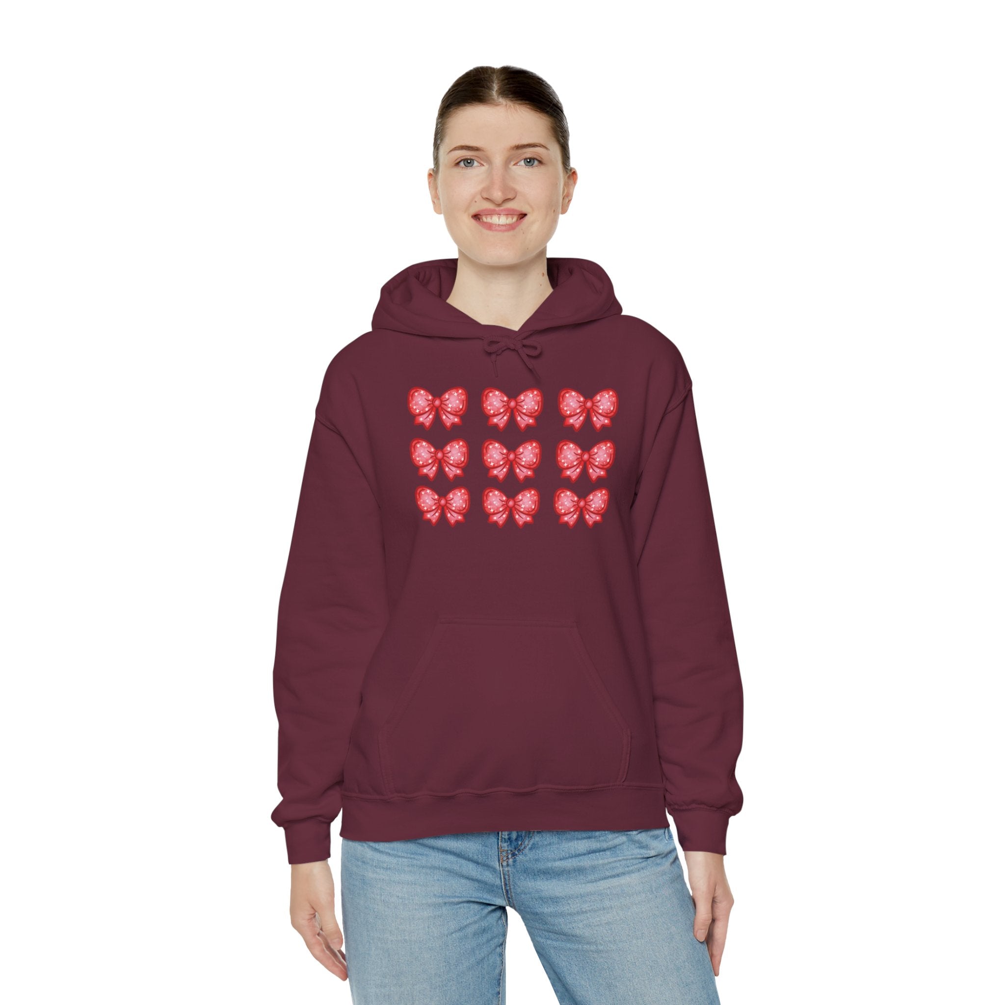 Glittery Red Bow Pattern Hoodie