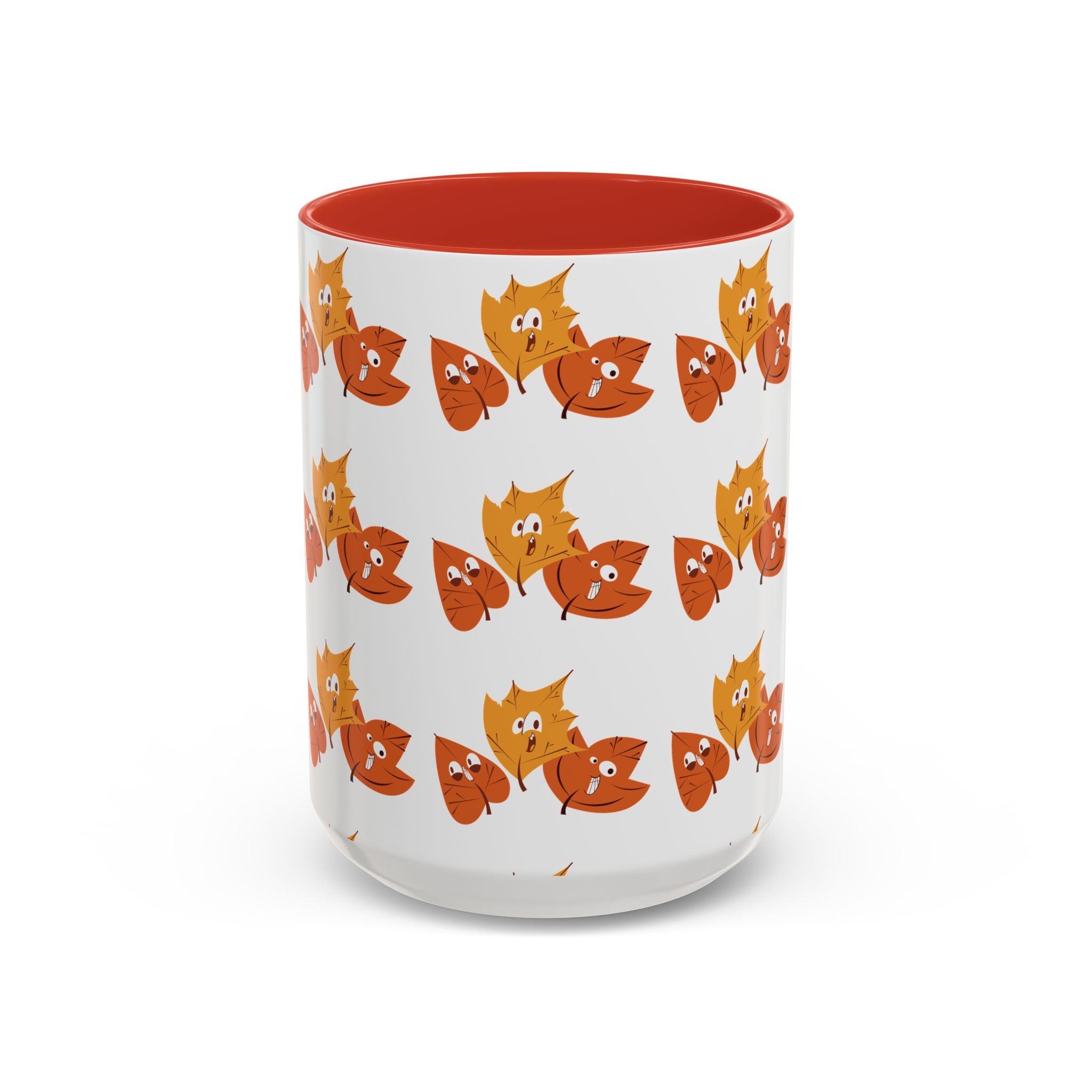 Smiley Autumn Leaves Accent Coffee Mug (11, 15oz)