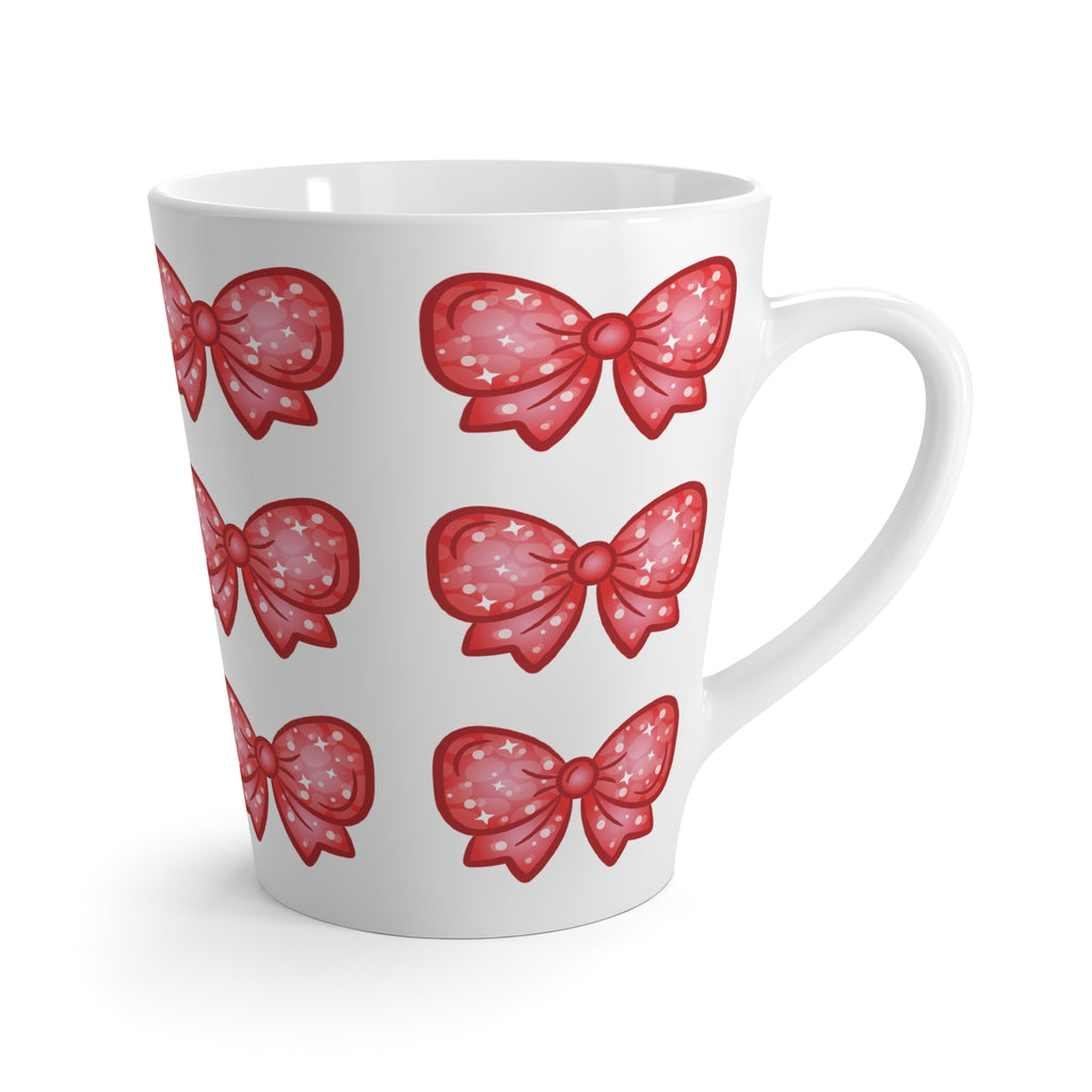 Glittery Red Bow Pattern Latte Mug