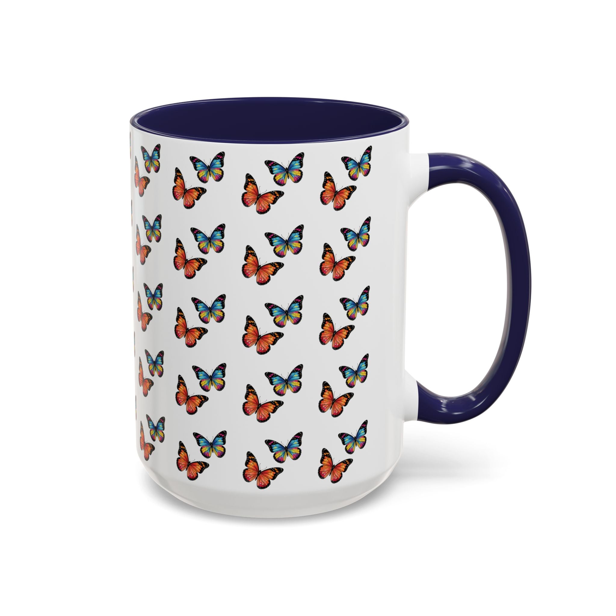 Butterfly Pattern Coffee Mug — Colorful Sunset Butterflies, 11/15oz