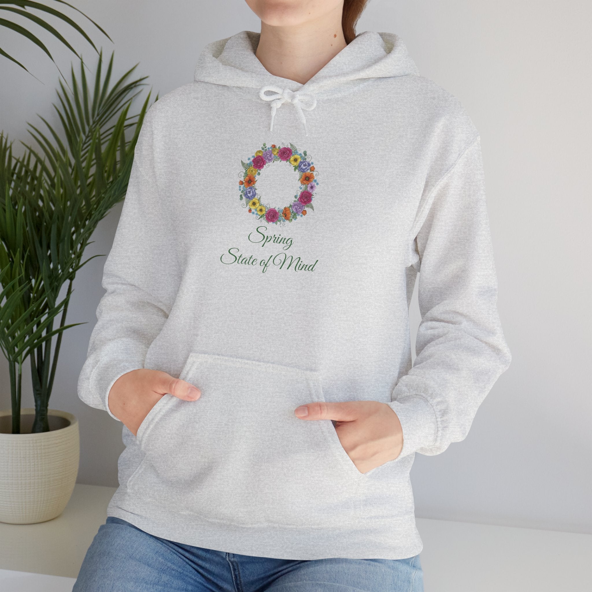 ''Spring State of Mind'' Hoodie —  Floral Wreath Spring Pullover
