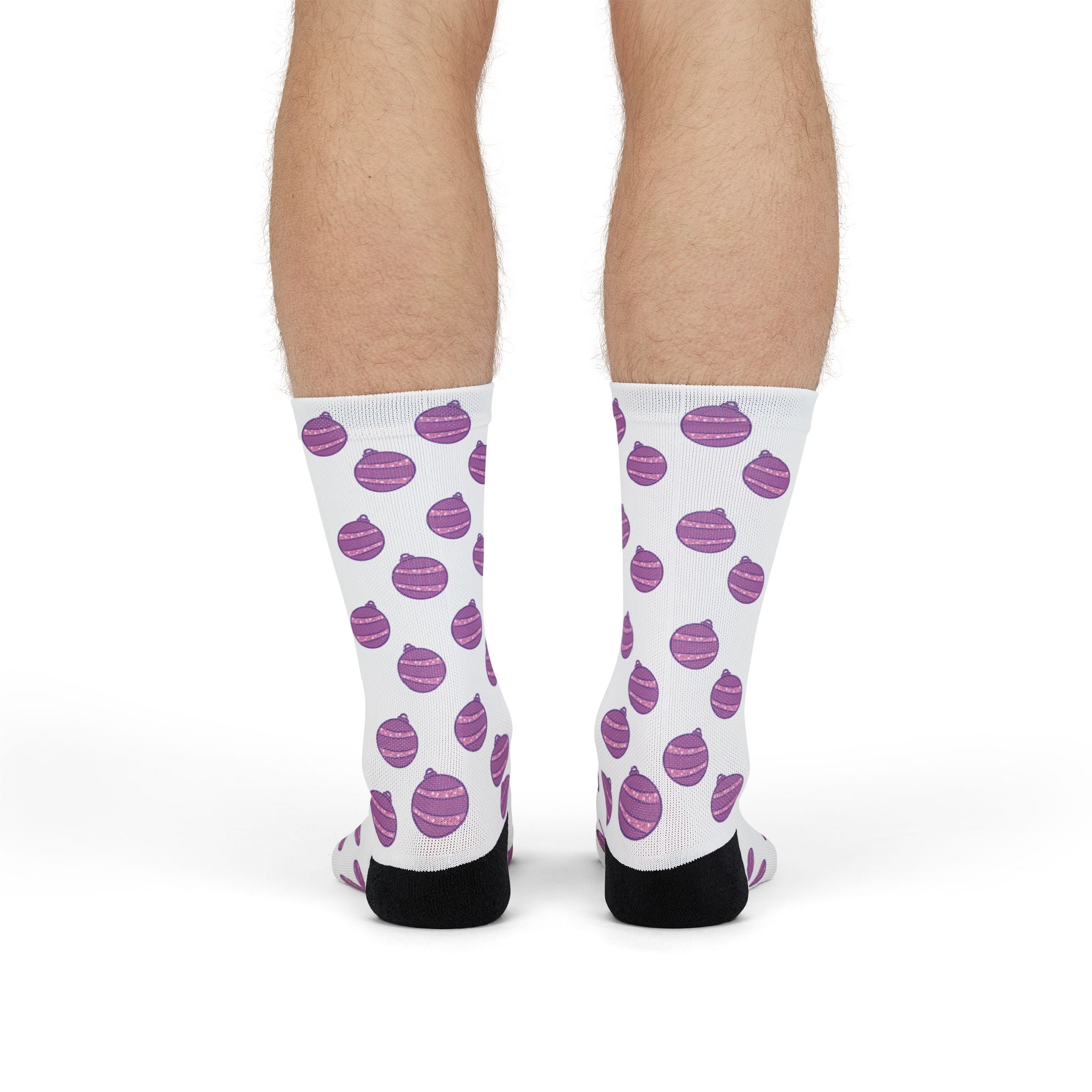 Glittery Purple Ornaments Crew Socks